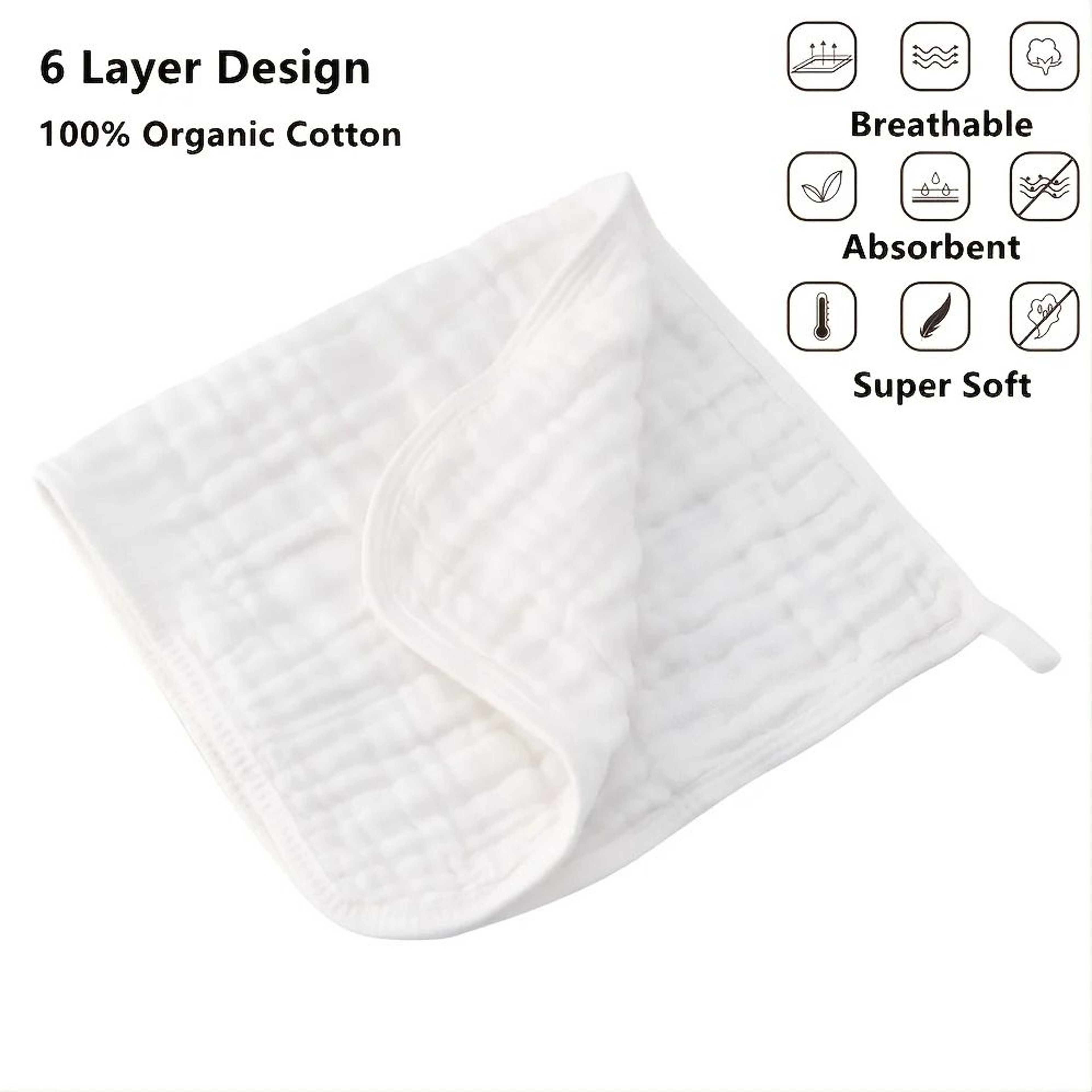 Large Muslin Burp Cloths Extra Absorbent Soft Newborn Milk Spit Up Rags 6