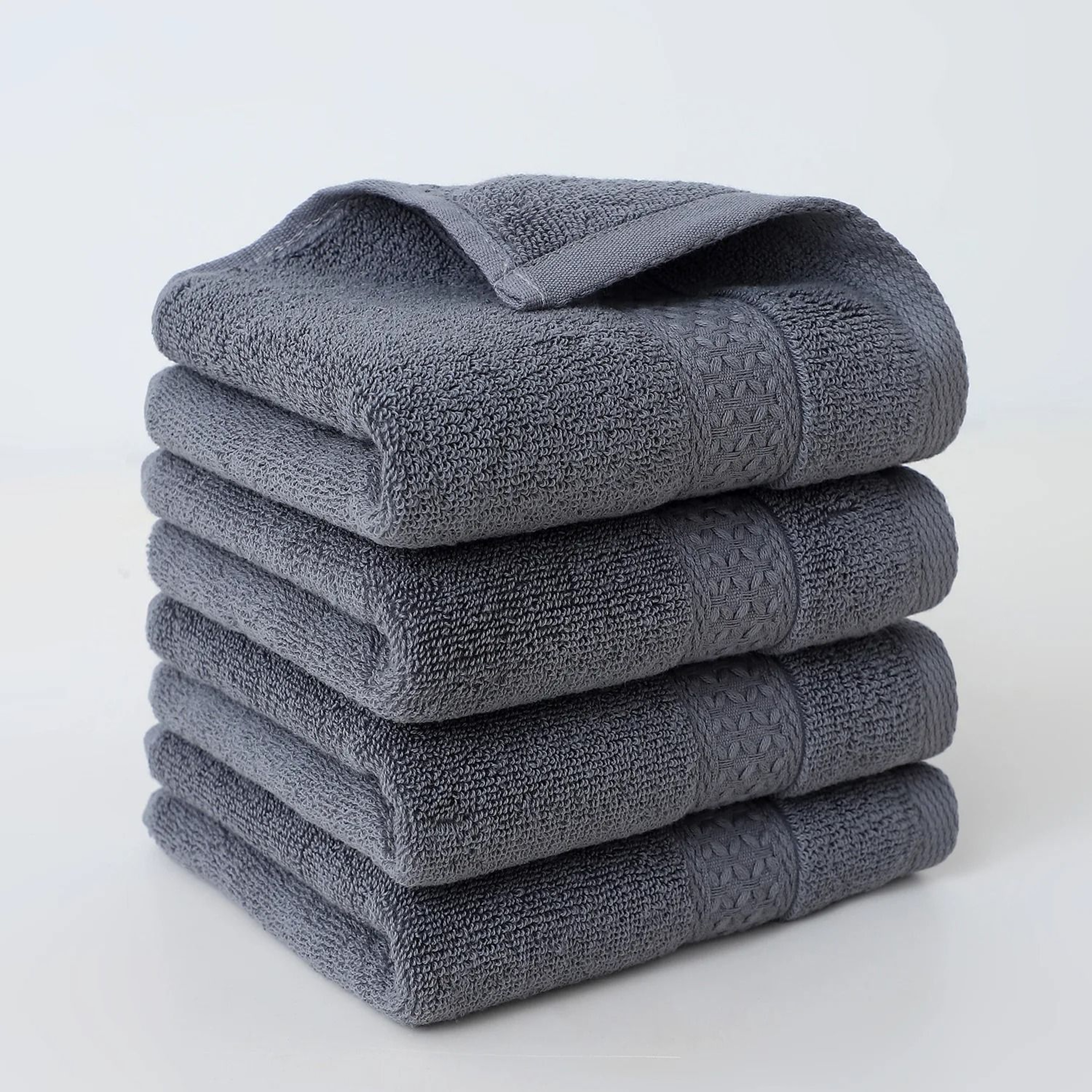 4Pack Plain Cotton Square Face Towels Soft Absorbent Washcloth Set 3