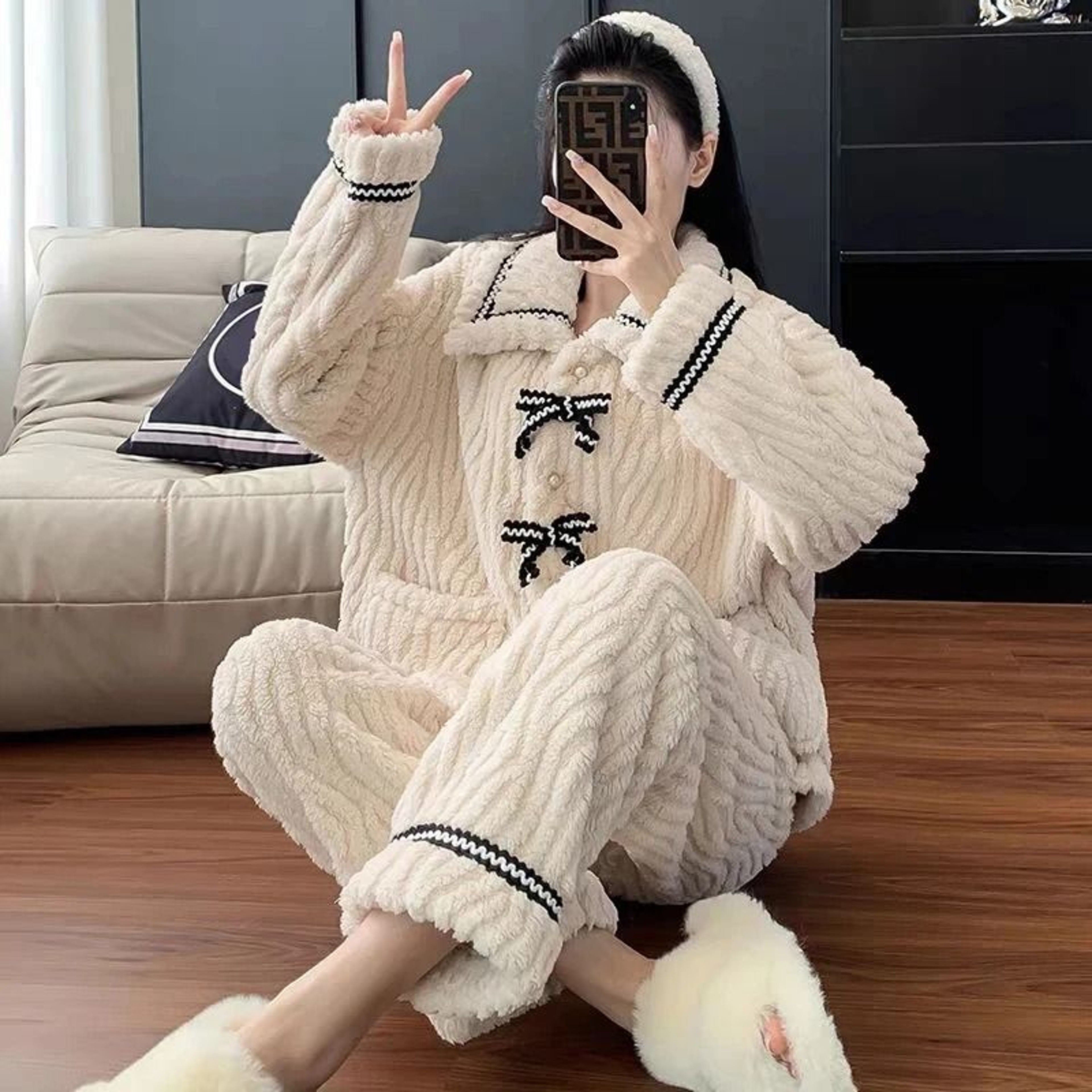 Womens Warm Padded Winter Pajama Set 2Piece Princess Loungewear 5
