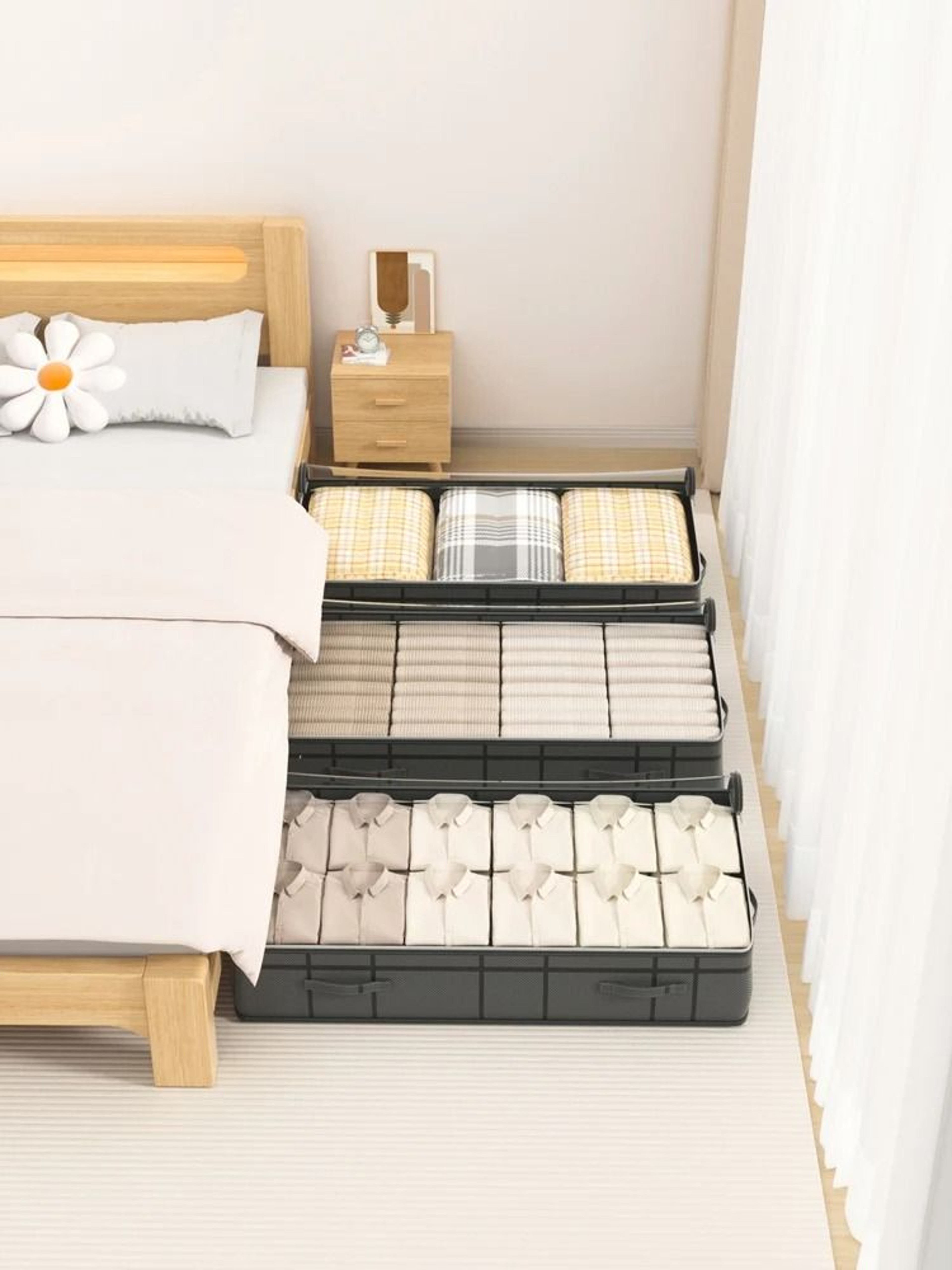 Large Underbed Clothes Storage Bag Foldable Quilt Blanket Organizer Container 2