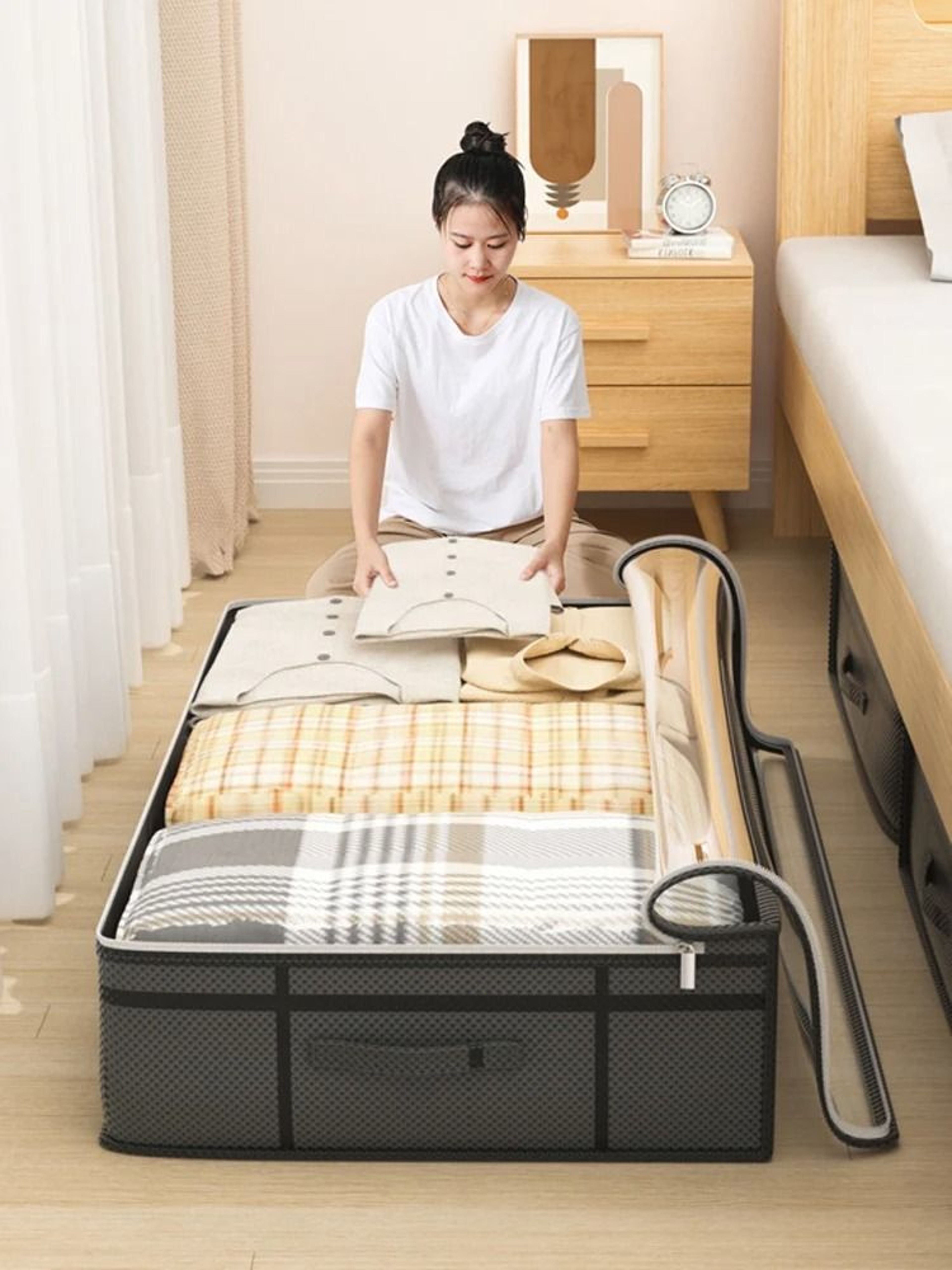 Large Underbed Clothes Storage Bag Foldable Quilt Blanket Organizer Container 0