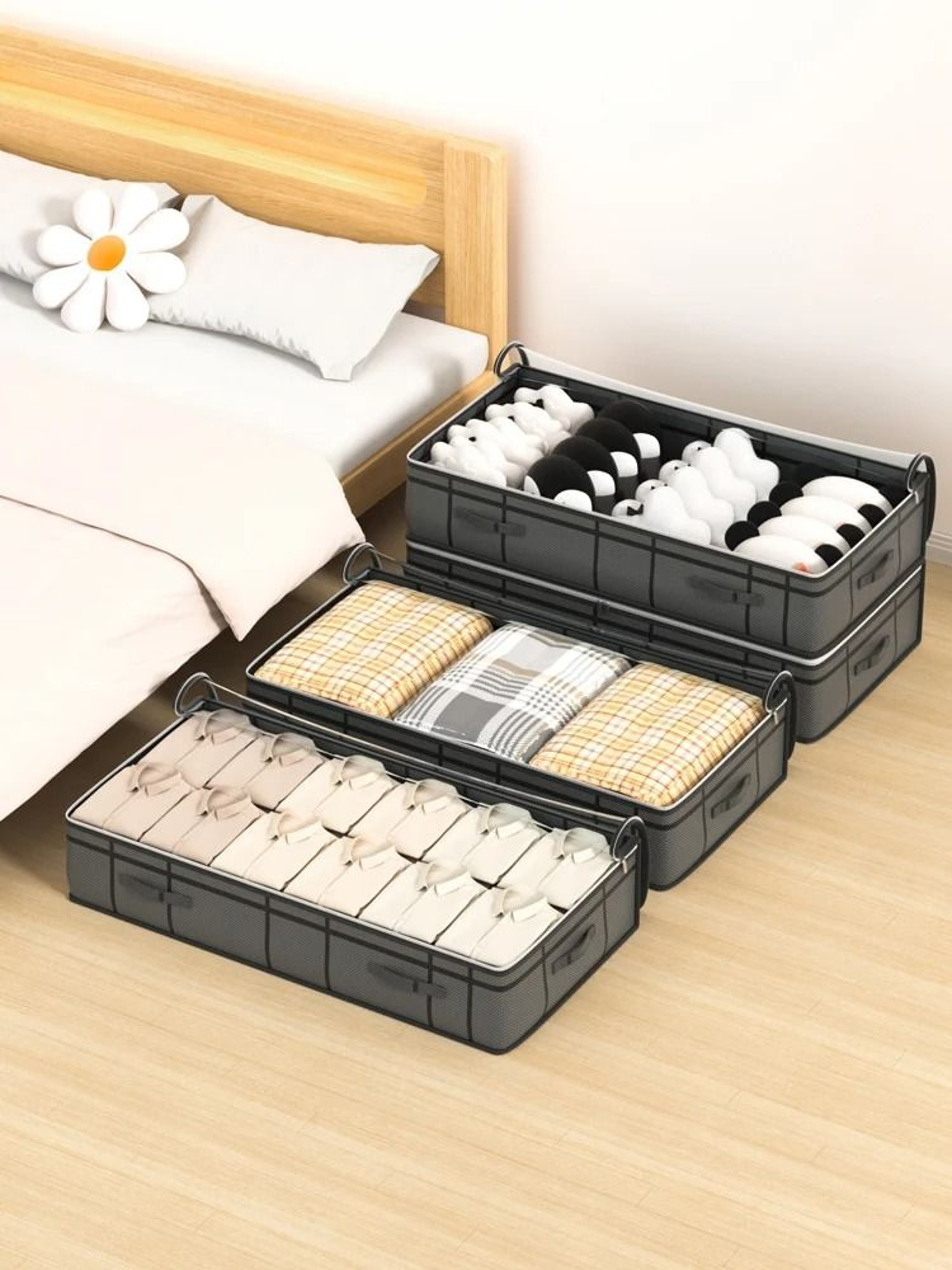 Large Underbed Clothes Storage Bag Foldable Quilt Blanket Organizer Container 4