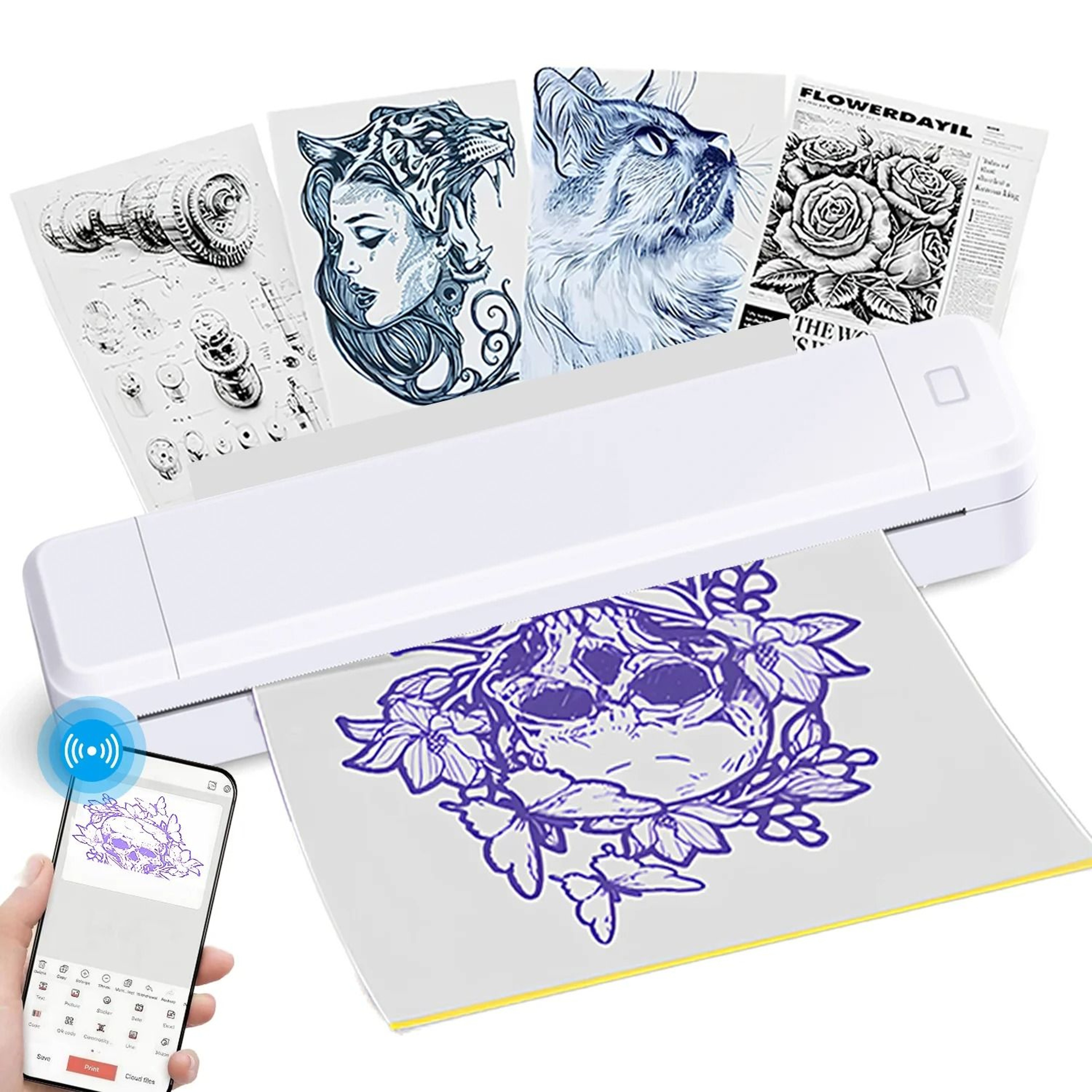 Mini Portable Bluetooth Thermal Printer A4 Paper And Tattoo Stencil Maker 0