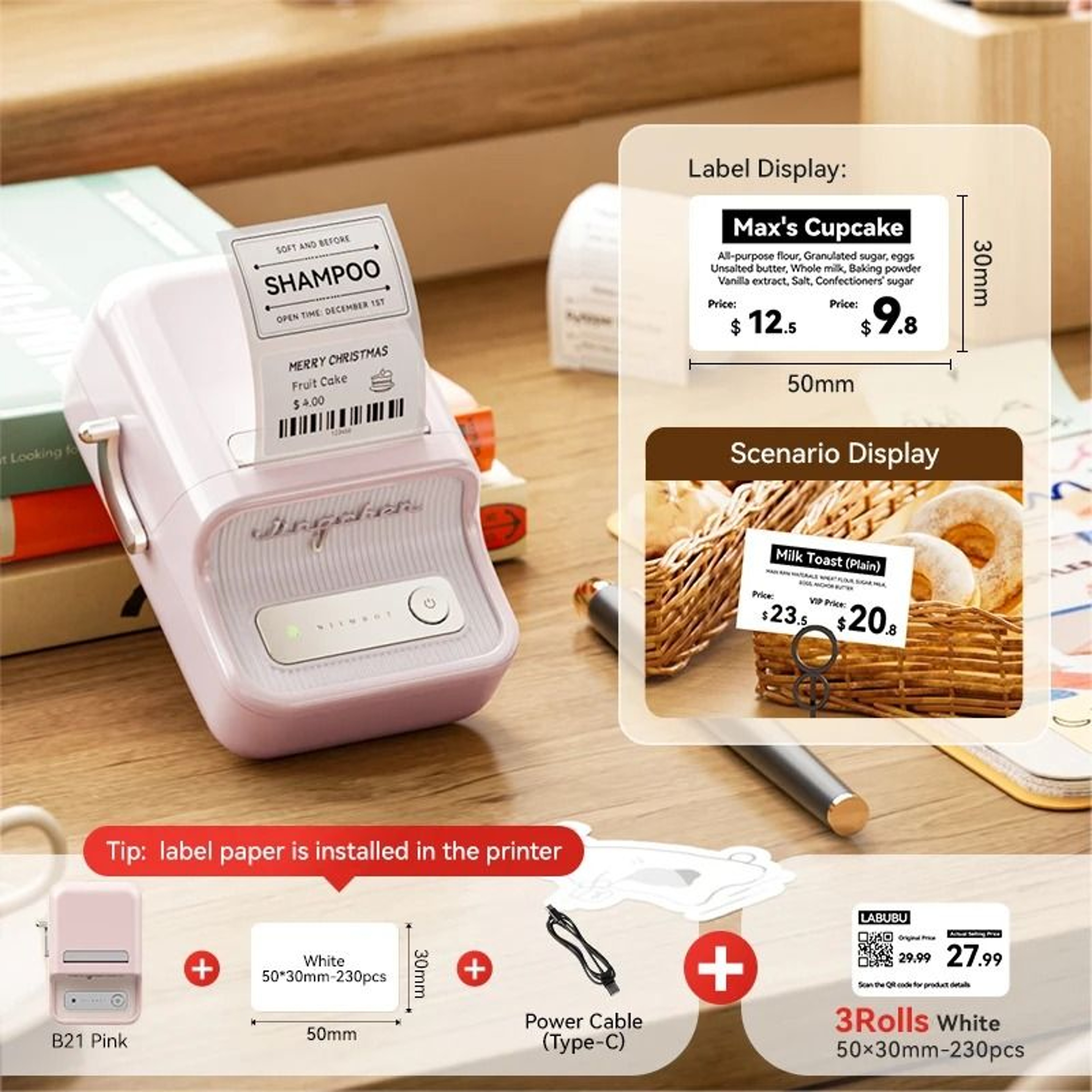 Wireless Portable Thermal Label Printer Bluetooth Barcode And Price Sticker Maker 20
