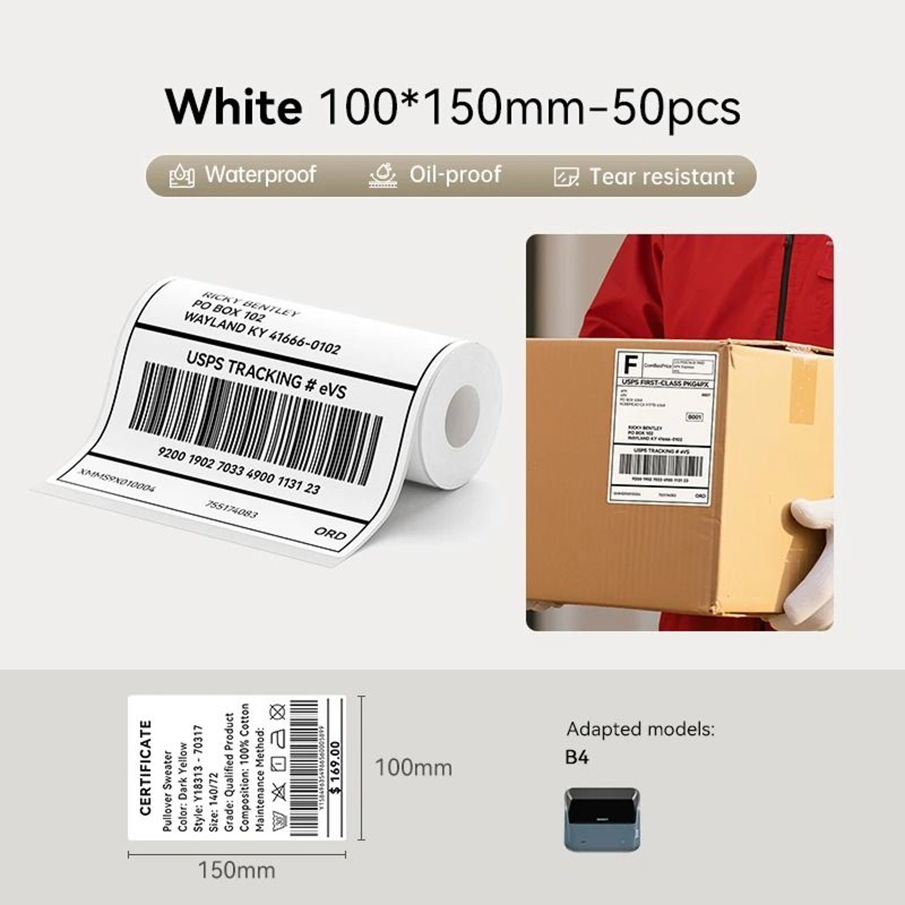 Large Size Barcode Price Tag SelfAdhesive Thermal Label Stickers 8
