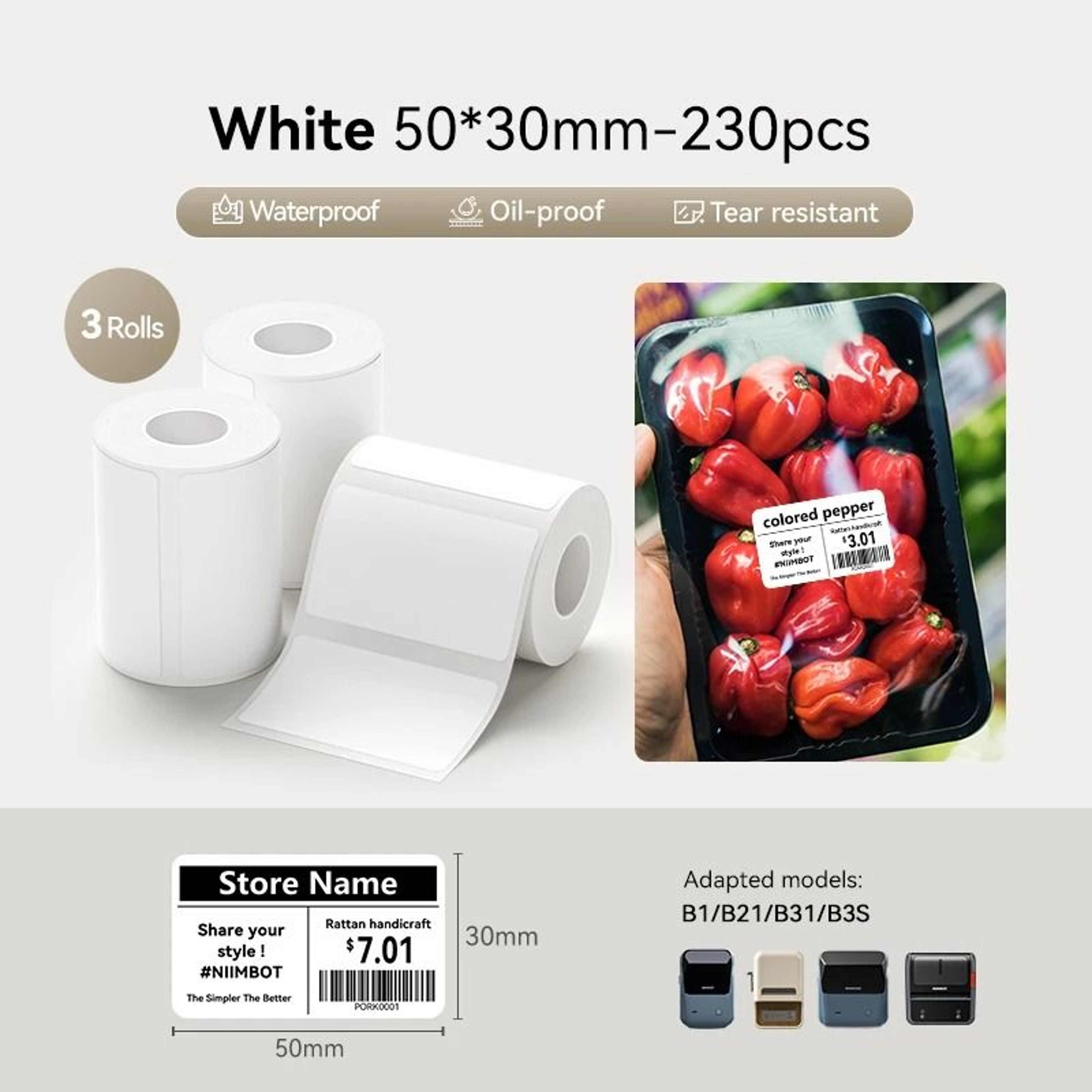3Roll Pack MultiFormat Thermal Label Stickers 6