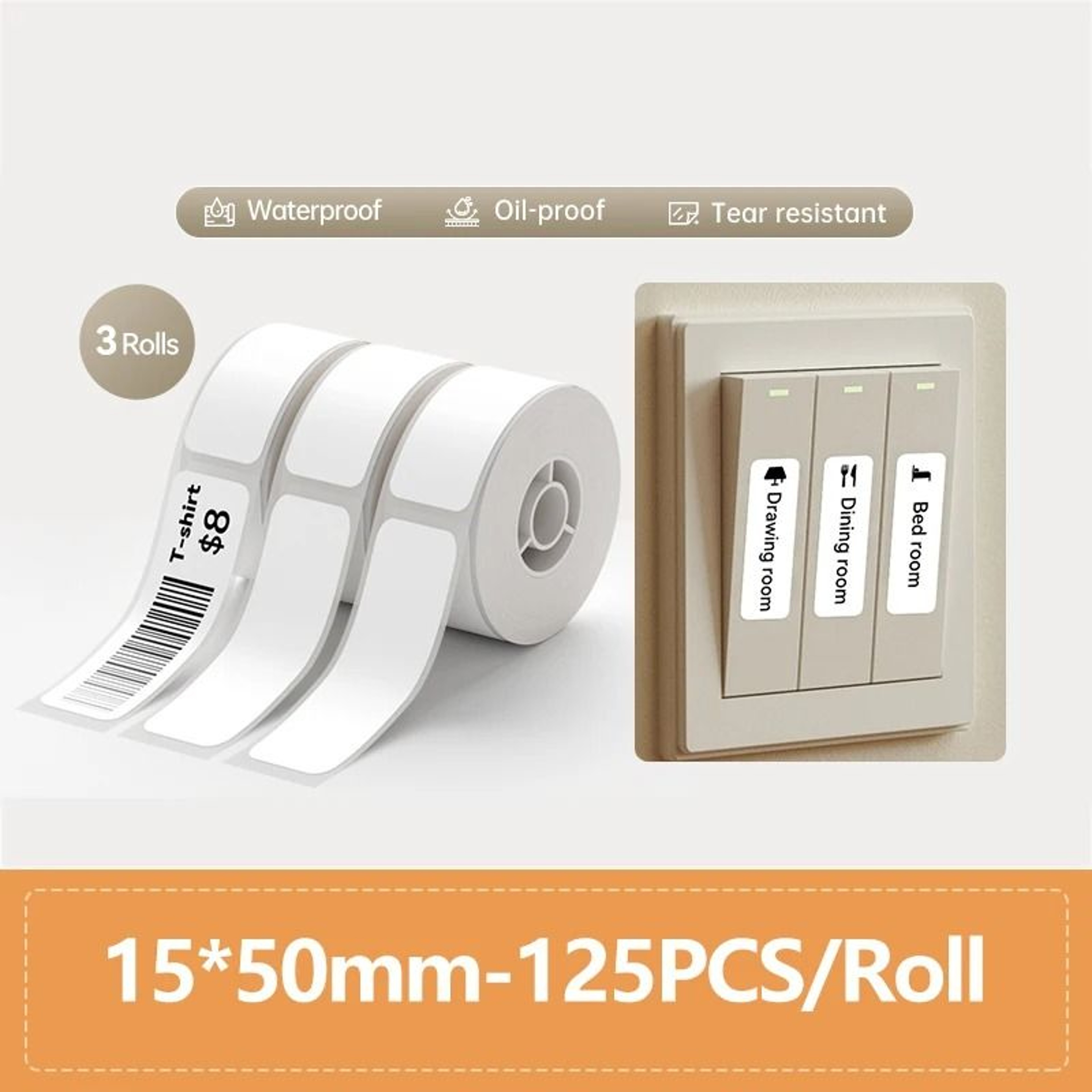 3Roll Pack Waterproof Thermal Label Sticker Paper Tape 4