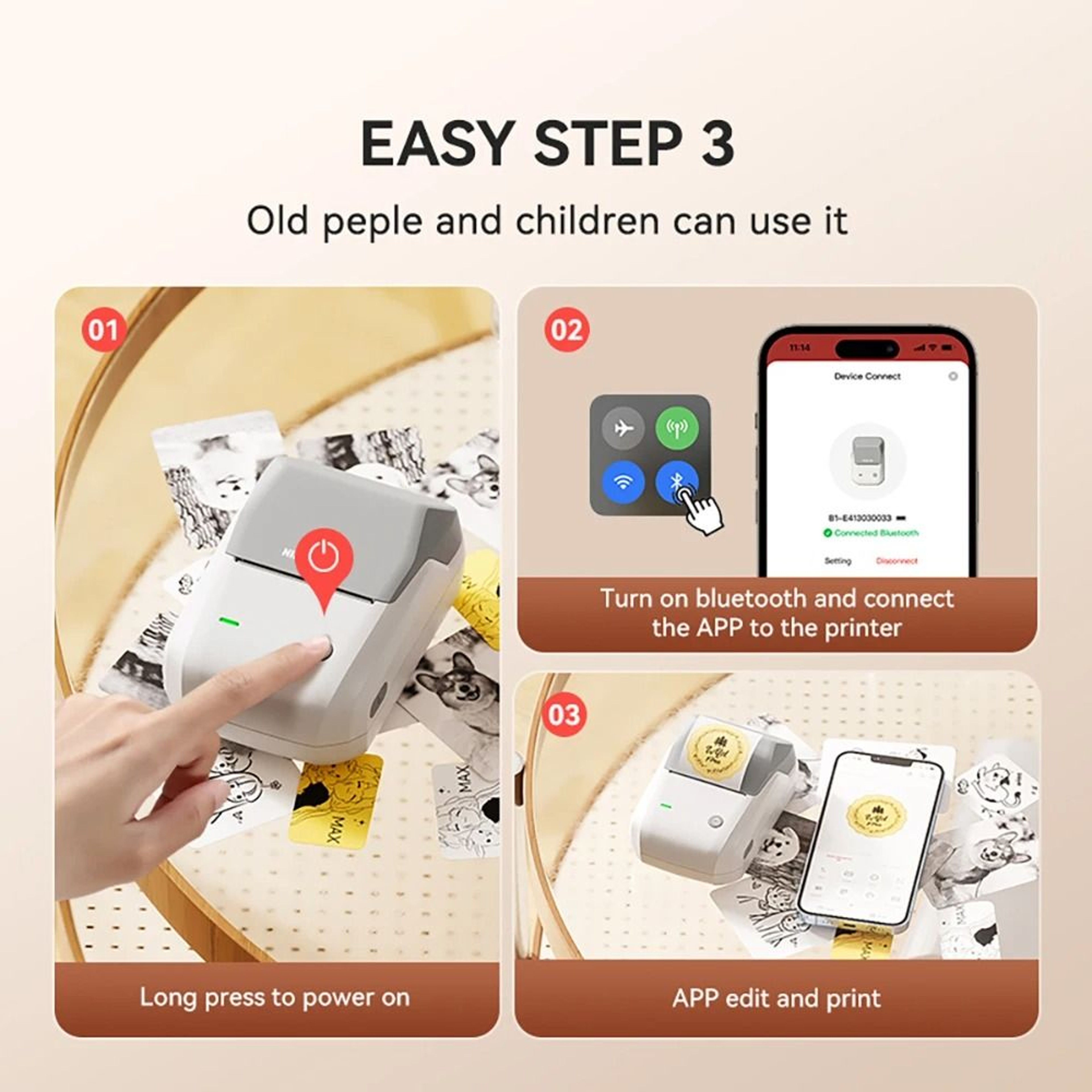 Bluetooth Pocket Thermal Label Maker For Food Stickers  Business Barcodes 5