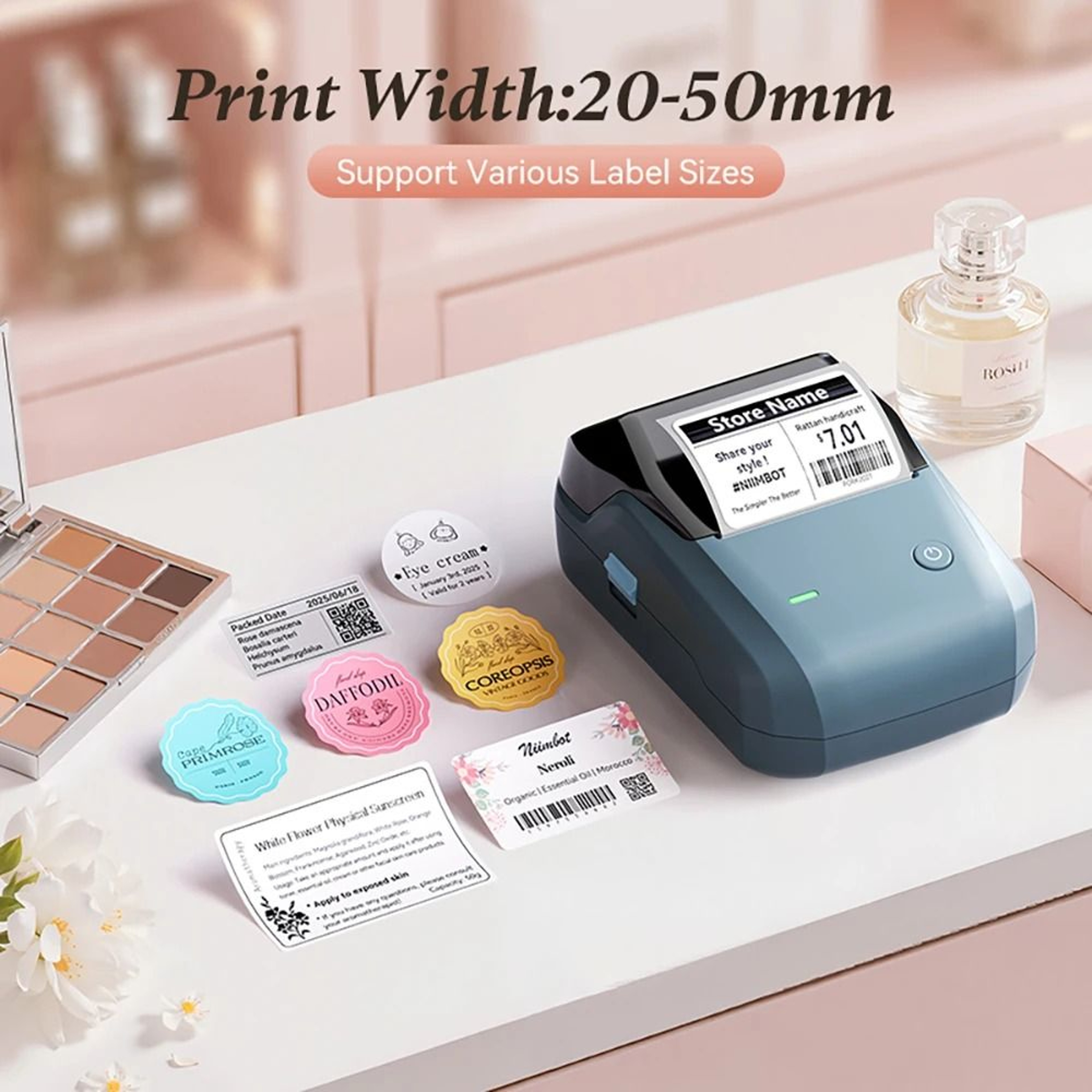 Portable Cosmetics Thermal Label Printer Wireless Pocket Label Maker 3