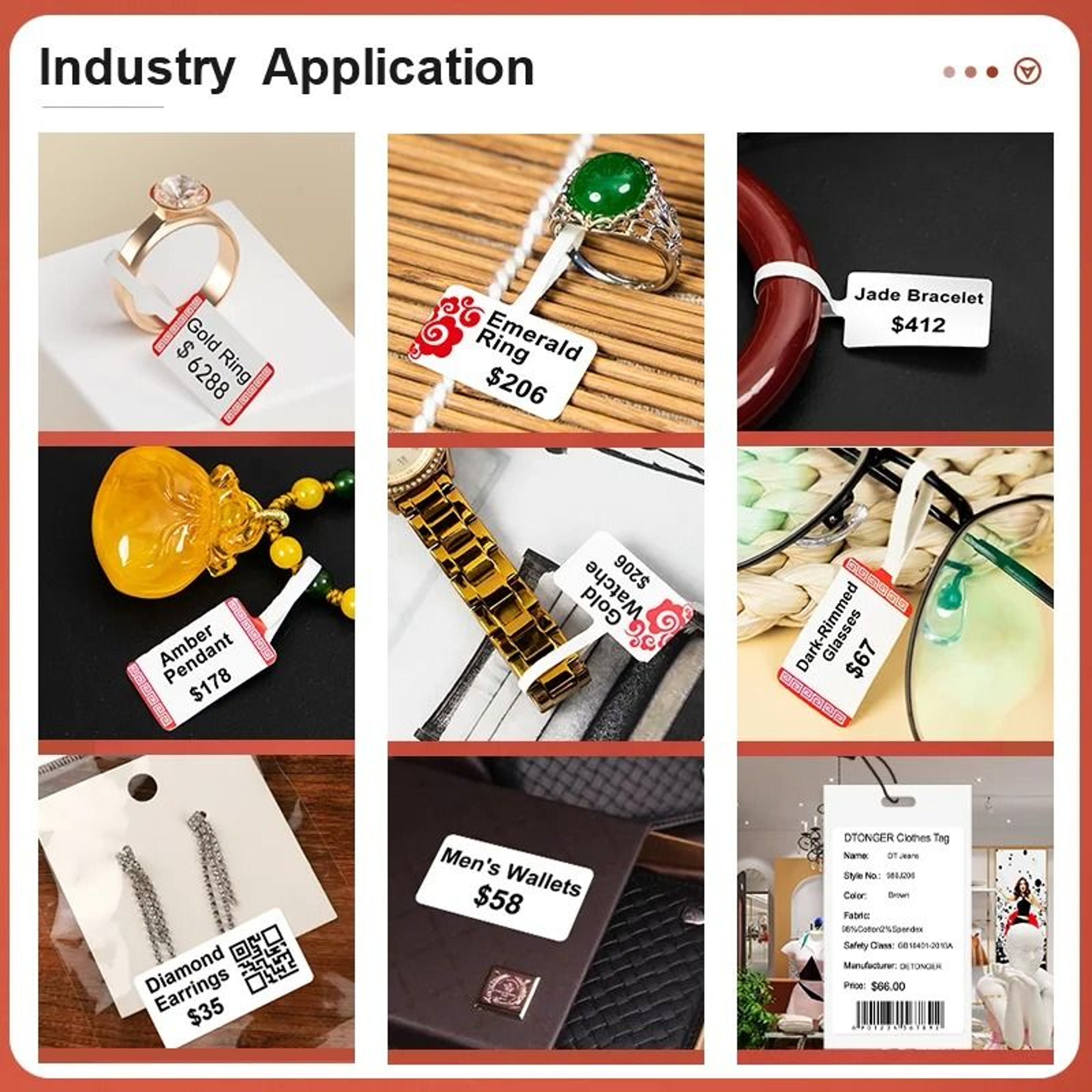 SelfAdhesive Waterproof Jewelry  Ring Label Sticker Roll Pack 5