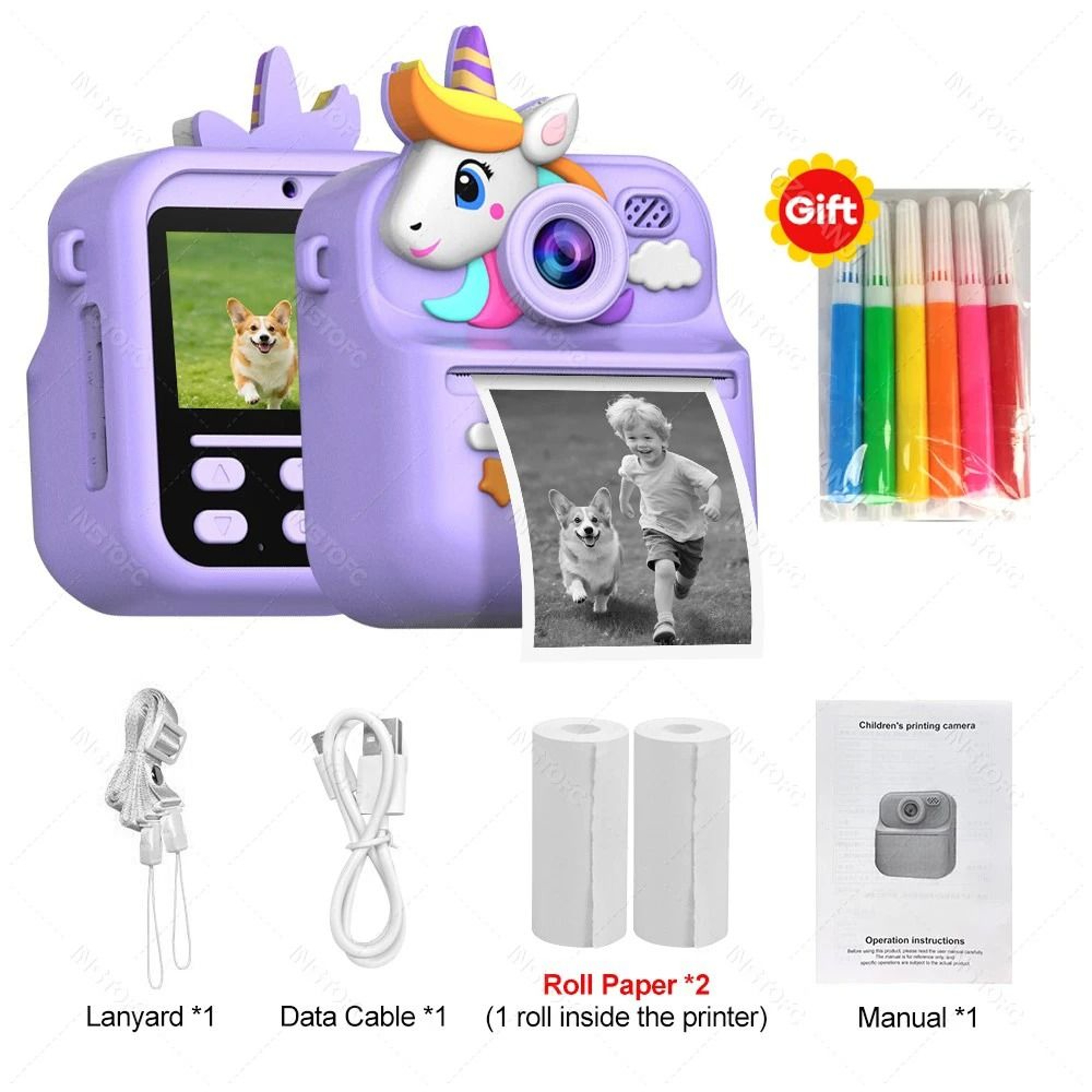 Kids Instant Print Digital Dual Camera HD 1080P Thermal Photo Printer 14