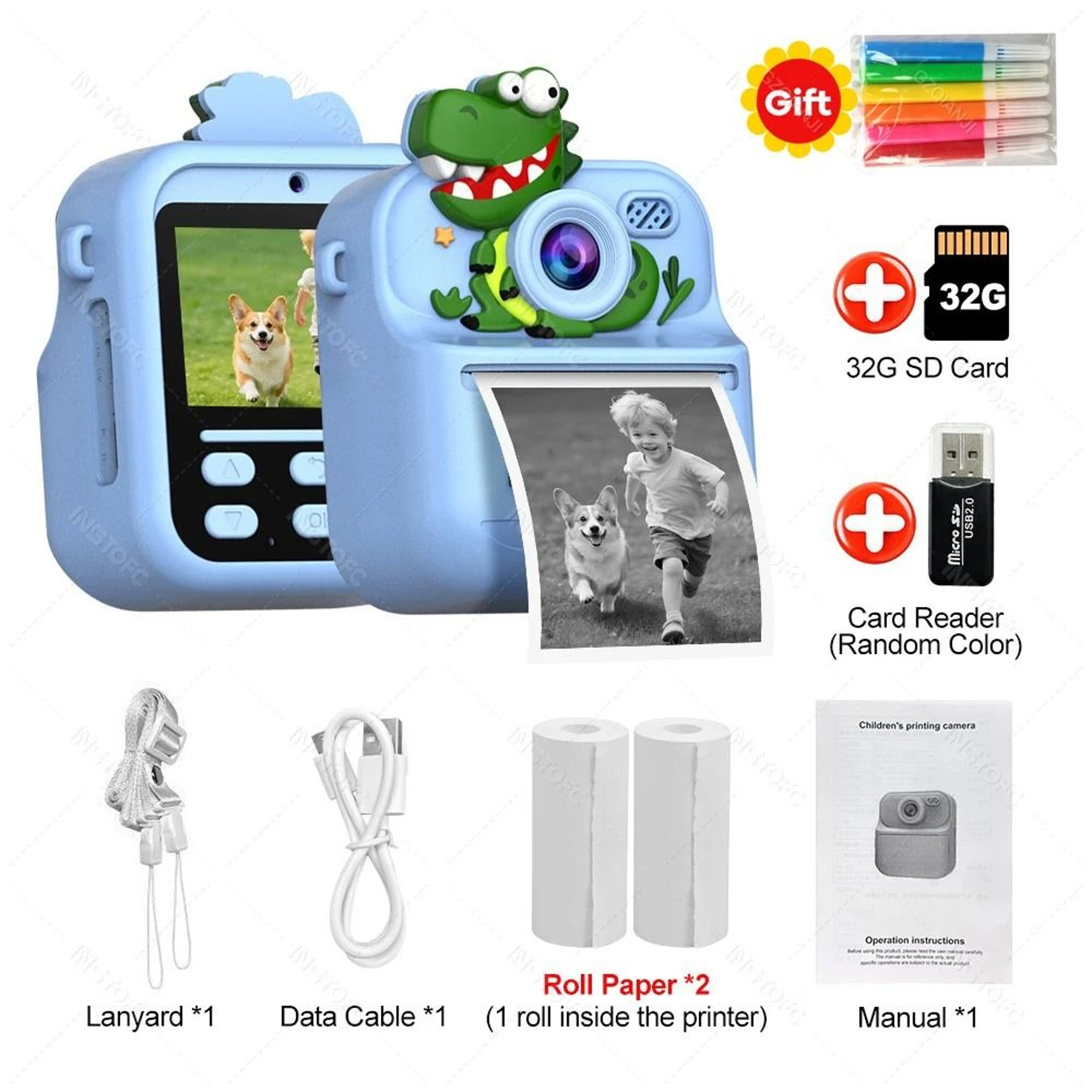 Kids Instant Print Digital Dual Camera HD 1080P Thermal Photo Printer 7