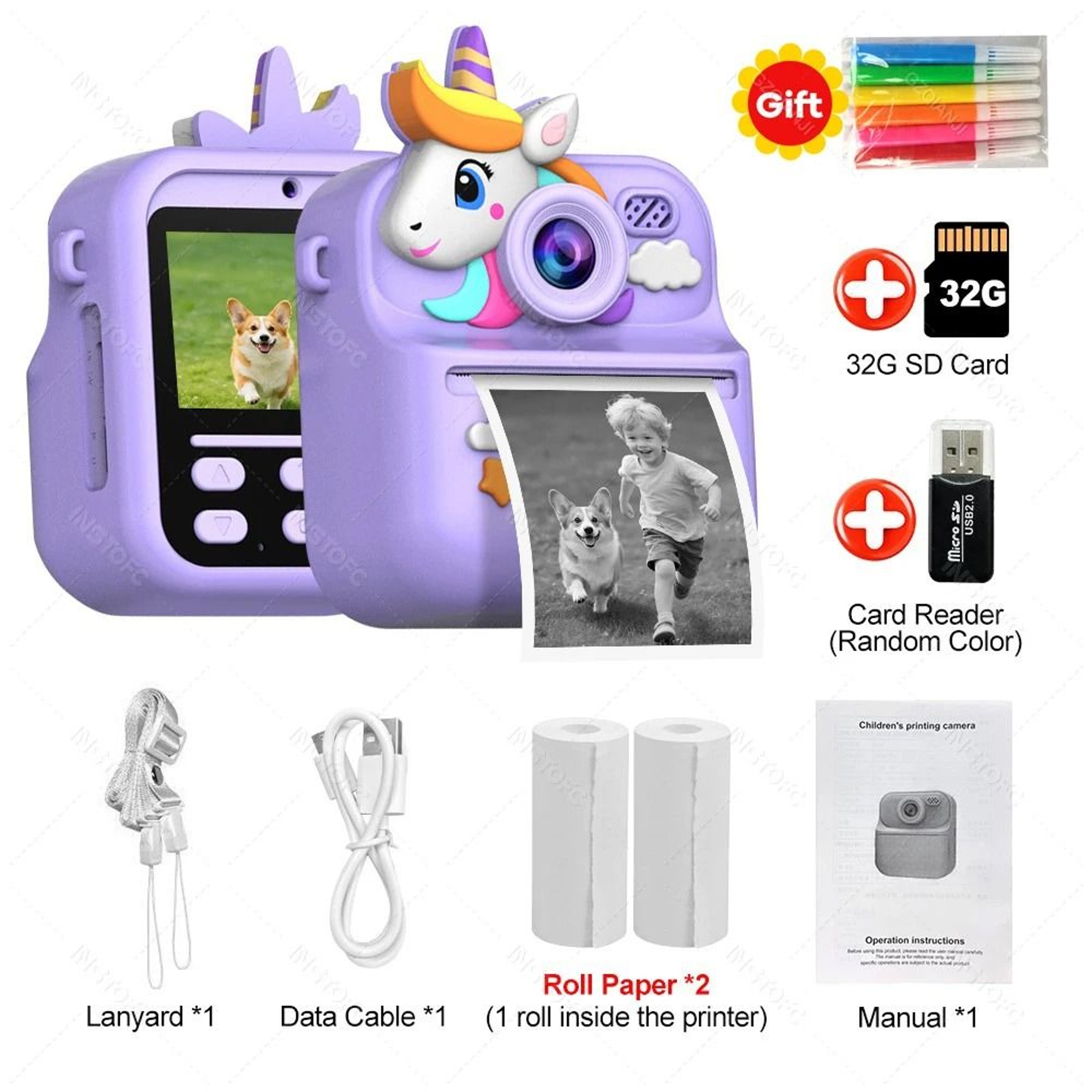 Kids Instant Print Digital Dual Camera HD 1080P Thermal Photo Printer 9