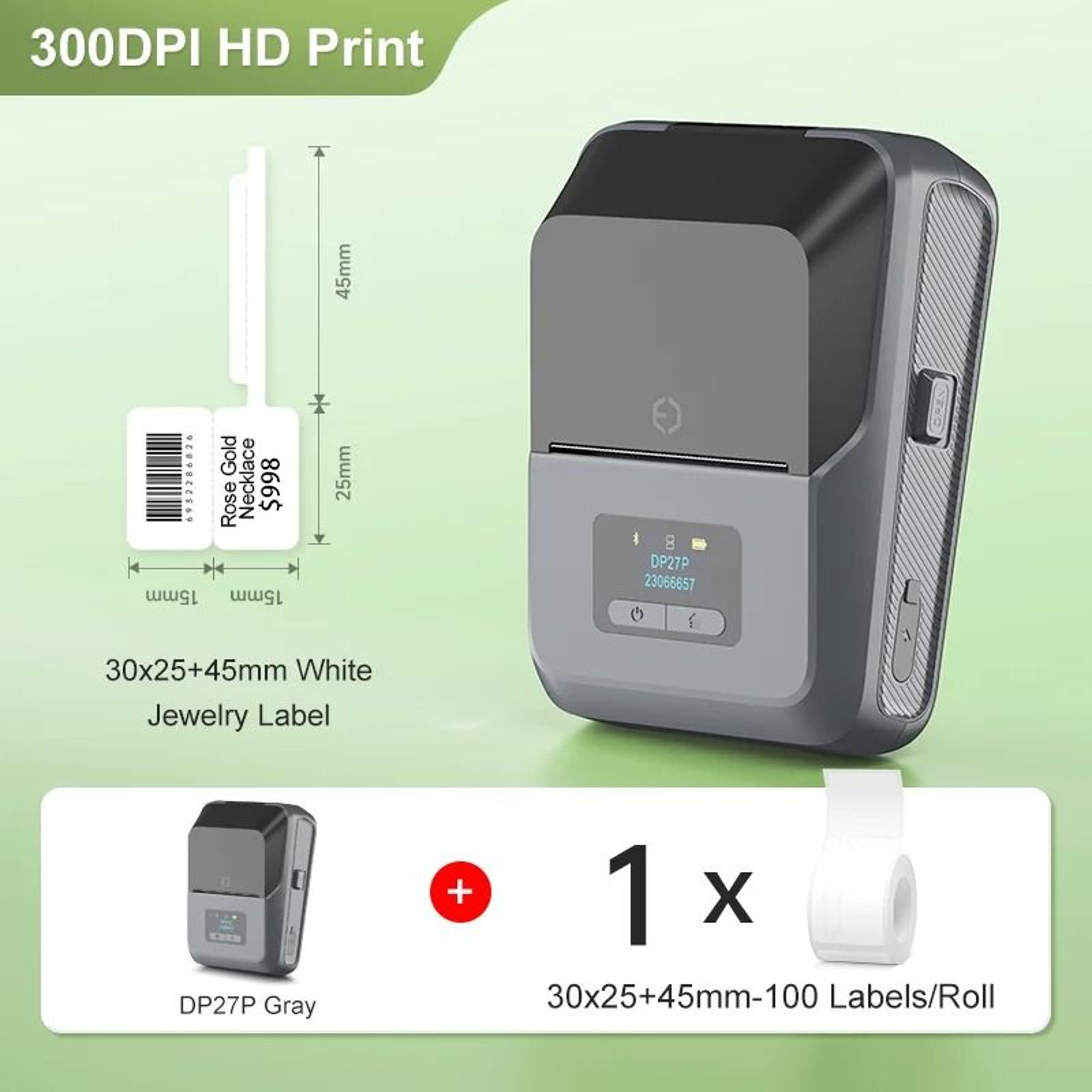 Commercial Handheld Wireless 300 DPI HD Thermal Label Printer For Jewelry And Cables 11
