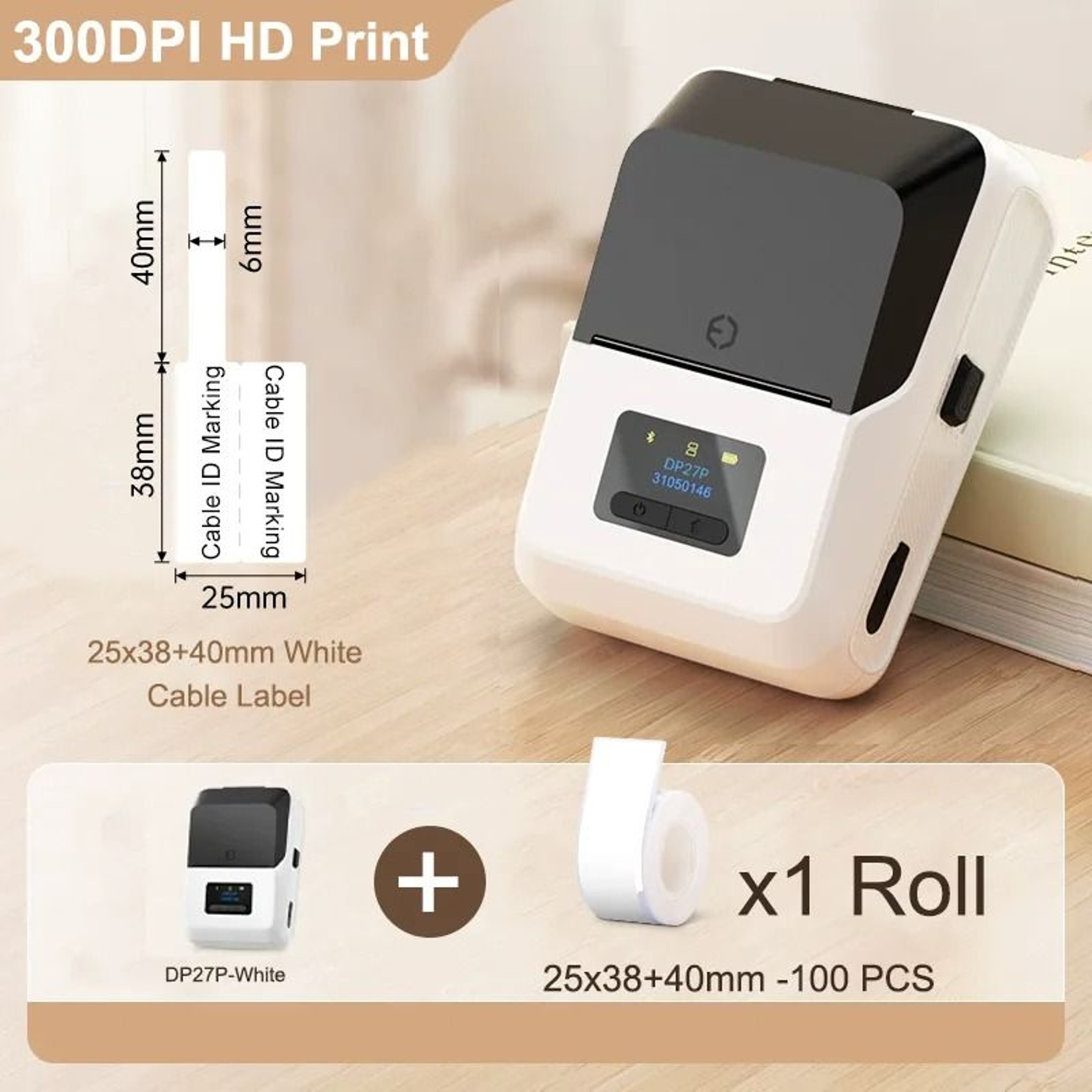 Commercial Handheld Wireless 300 DPI HD Thermal Label Printer For Jewelry And Cables 9