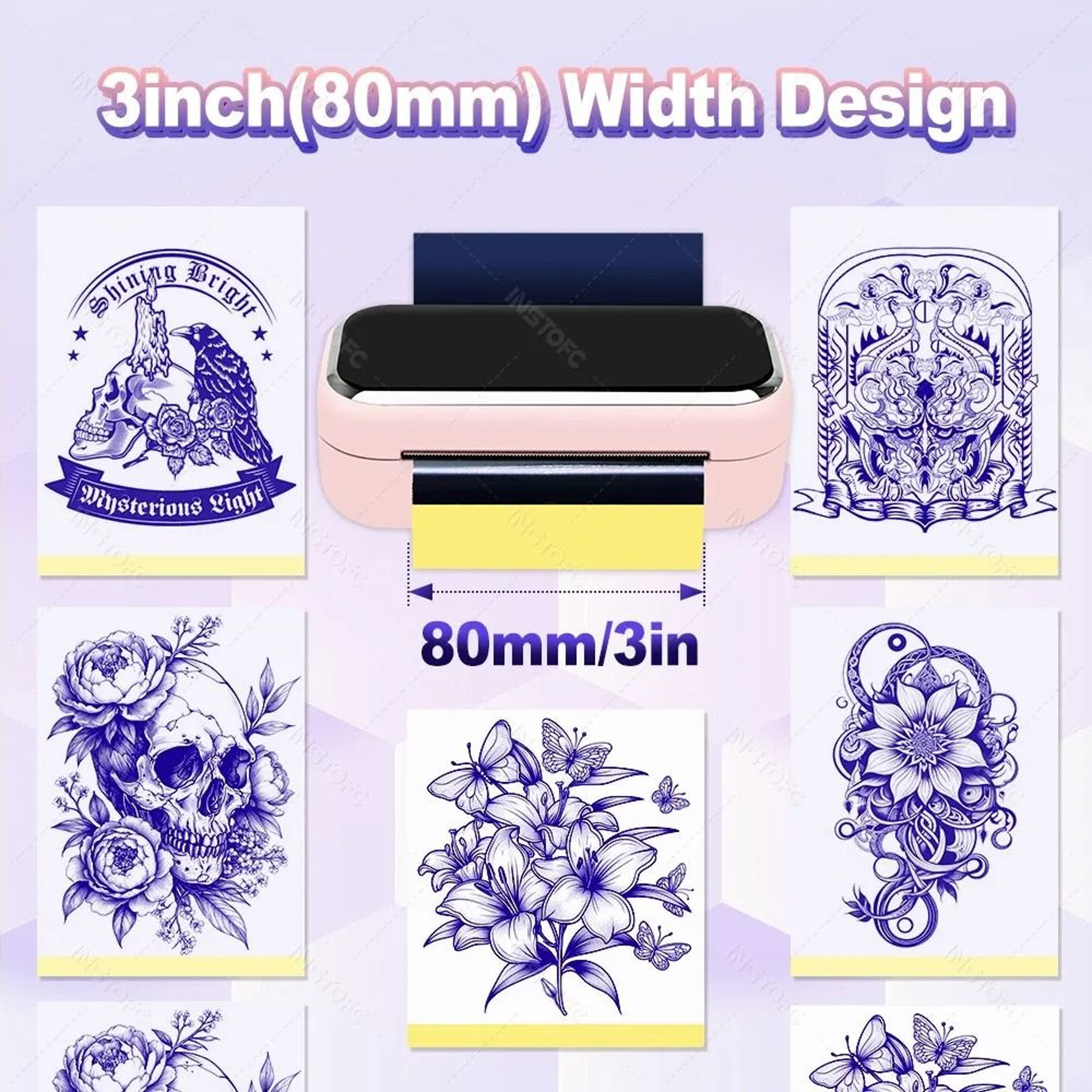 Mini Wireless Thermal Tattoo Stencil Printer With Transfer Paper For Small Patterns 0