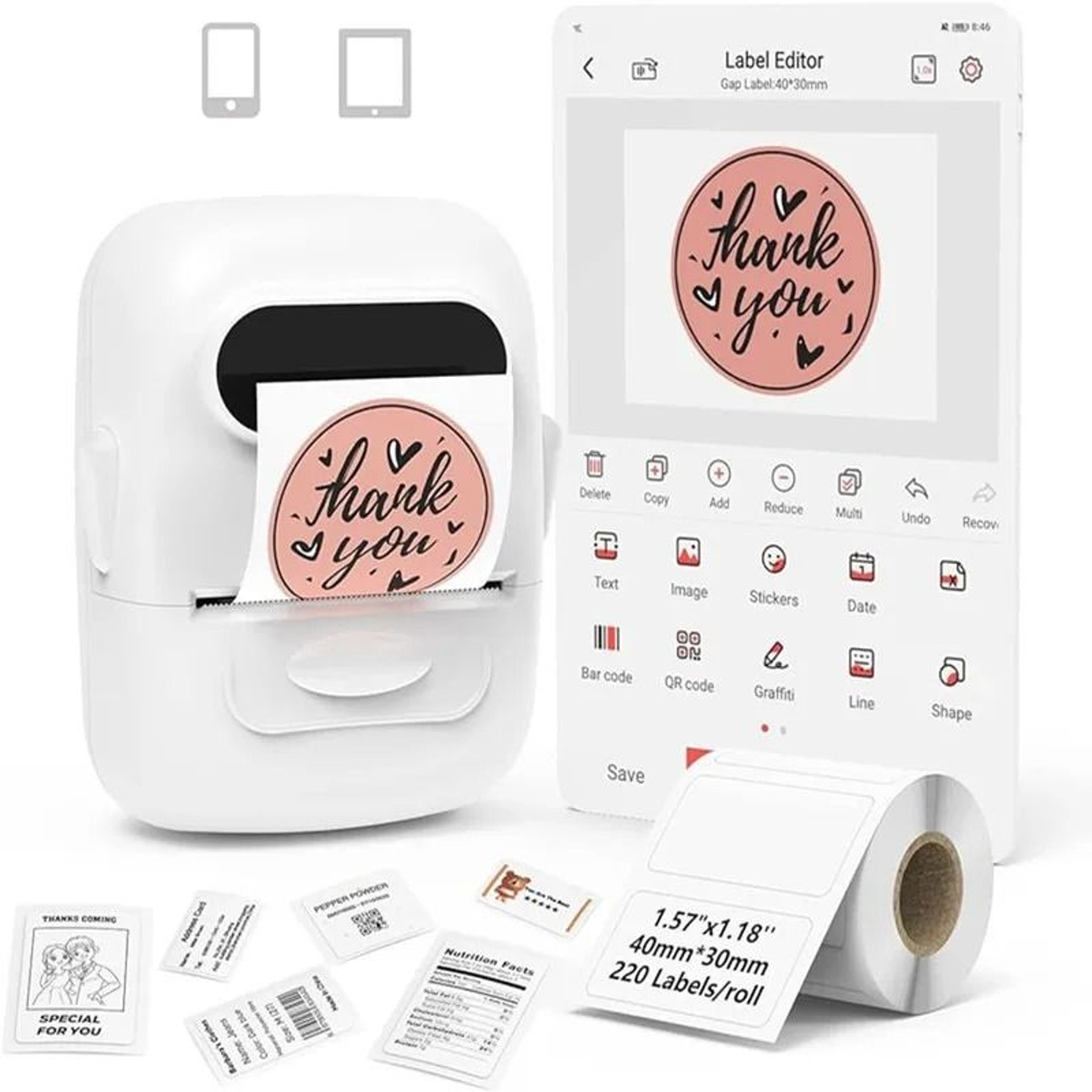 Handheld Wireless Thermal Label Maker Inkless Bluetooth Sticker Printer 1