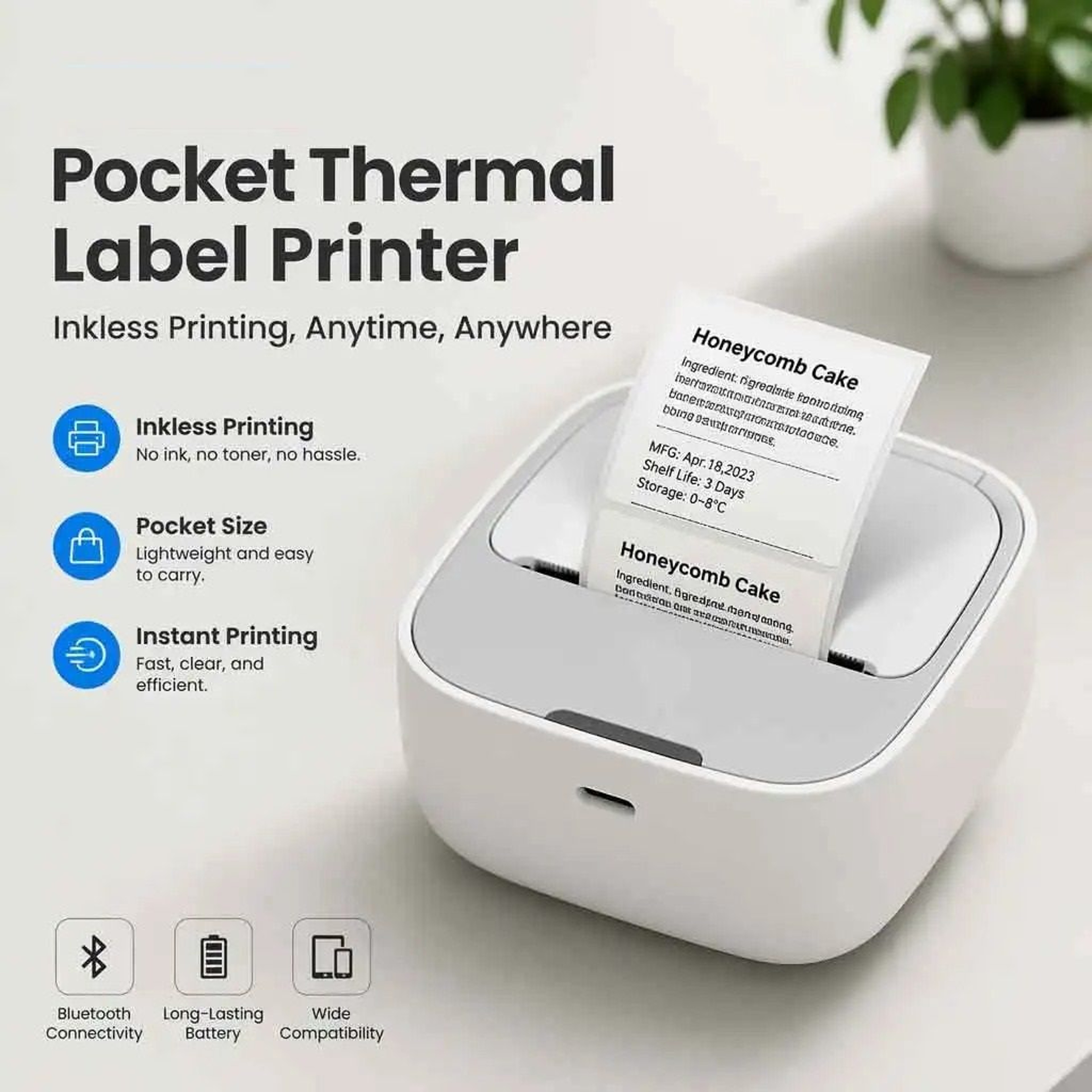 Desktop Wireless Bluetooth Thermal Shipping Label And Barcode Printer 1