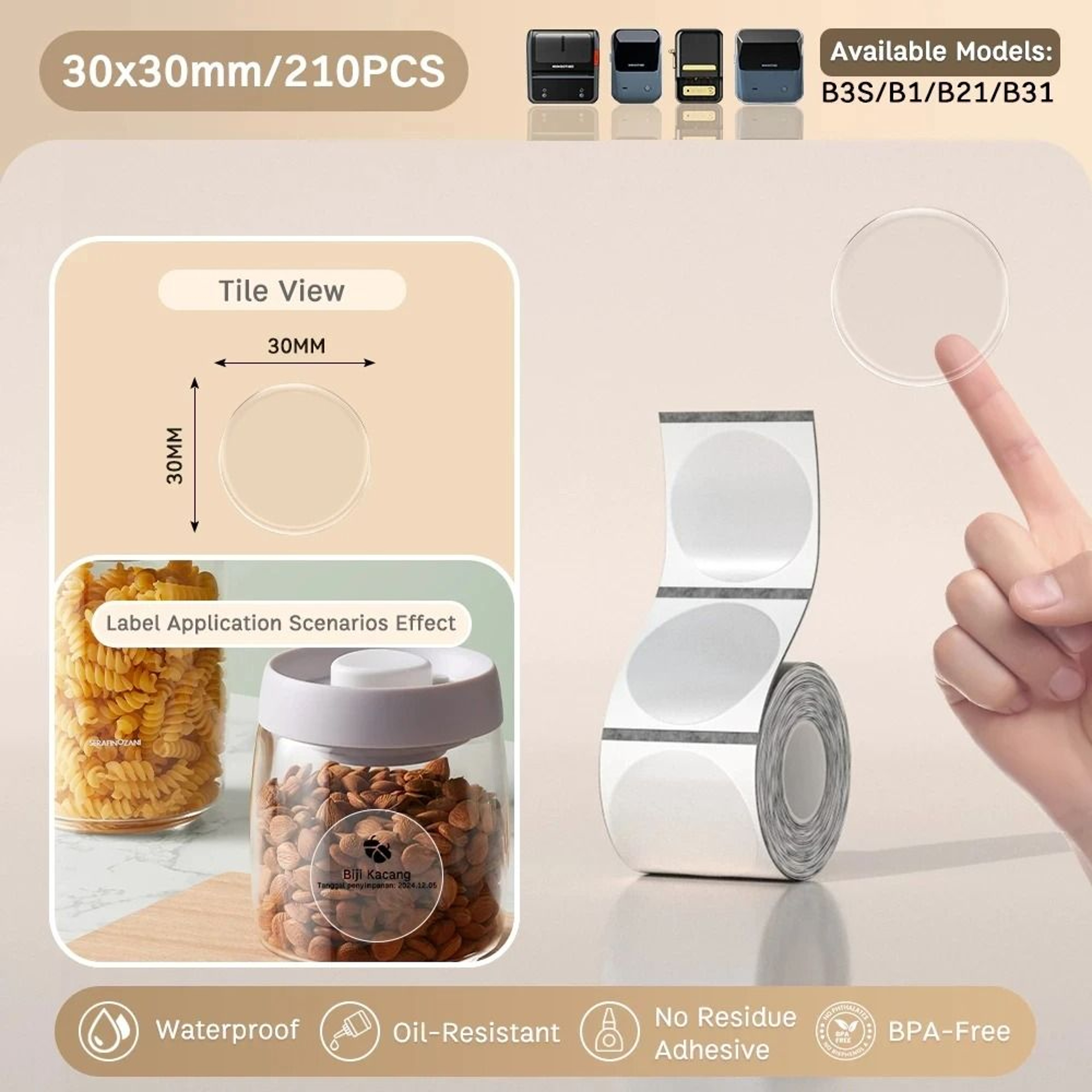 Universal Self Adhesive Clear Waterproof Transparent Thermal Label Paper Rolls 6