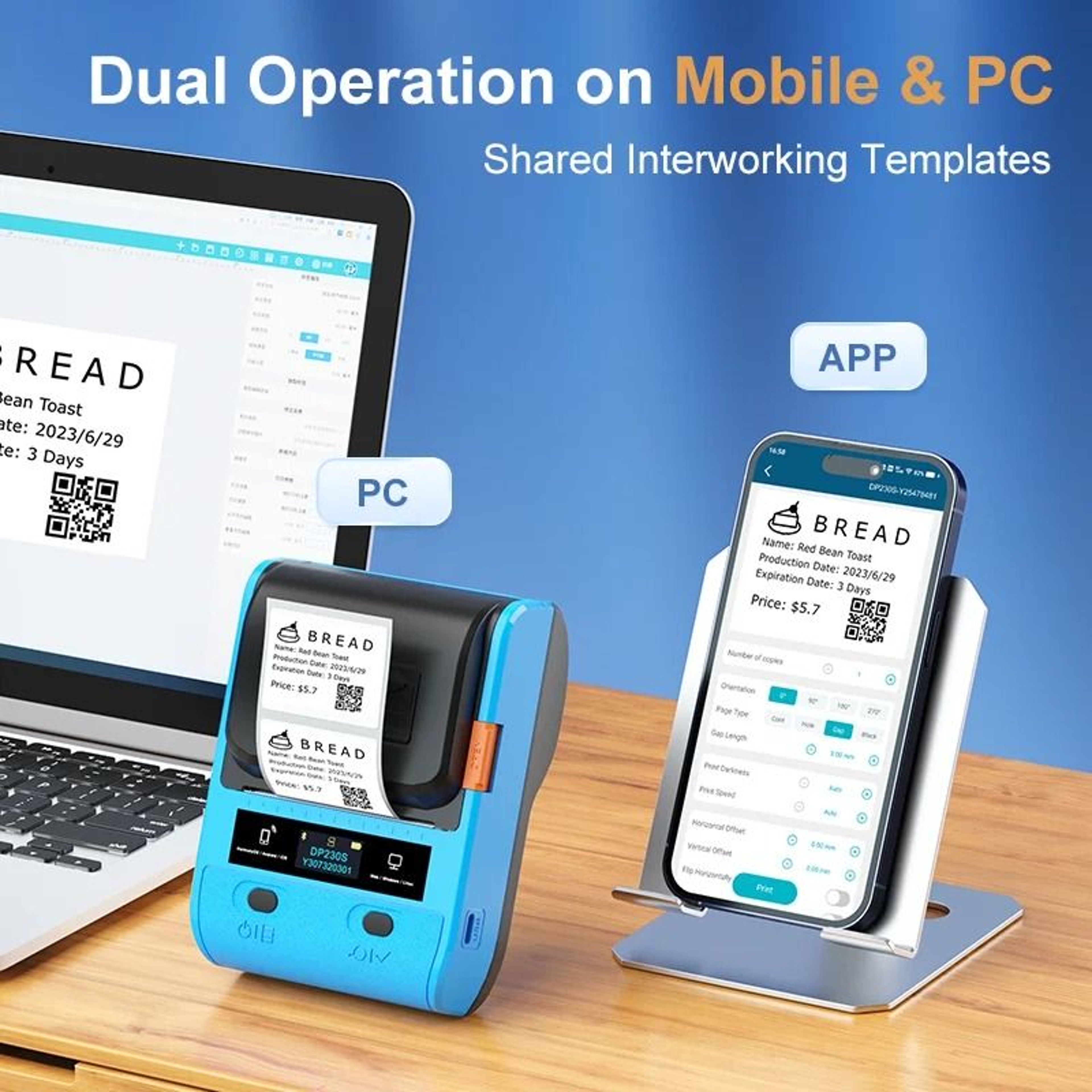 Desktop 300 DPI Wireless Thermal Label Printer Mobile Barcode Sticker Maker 2