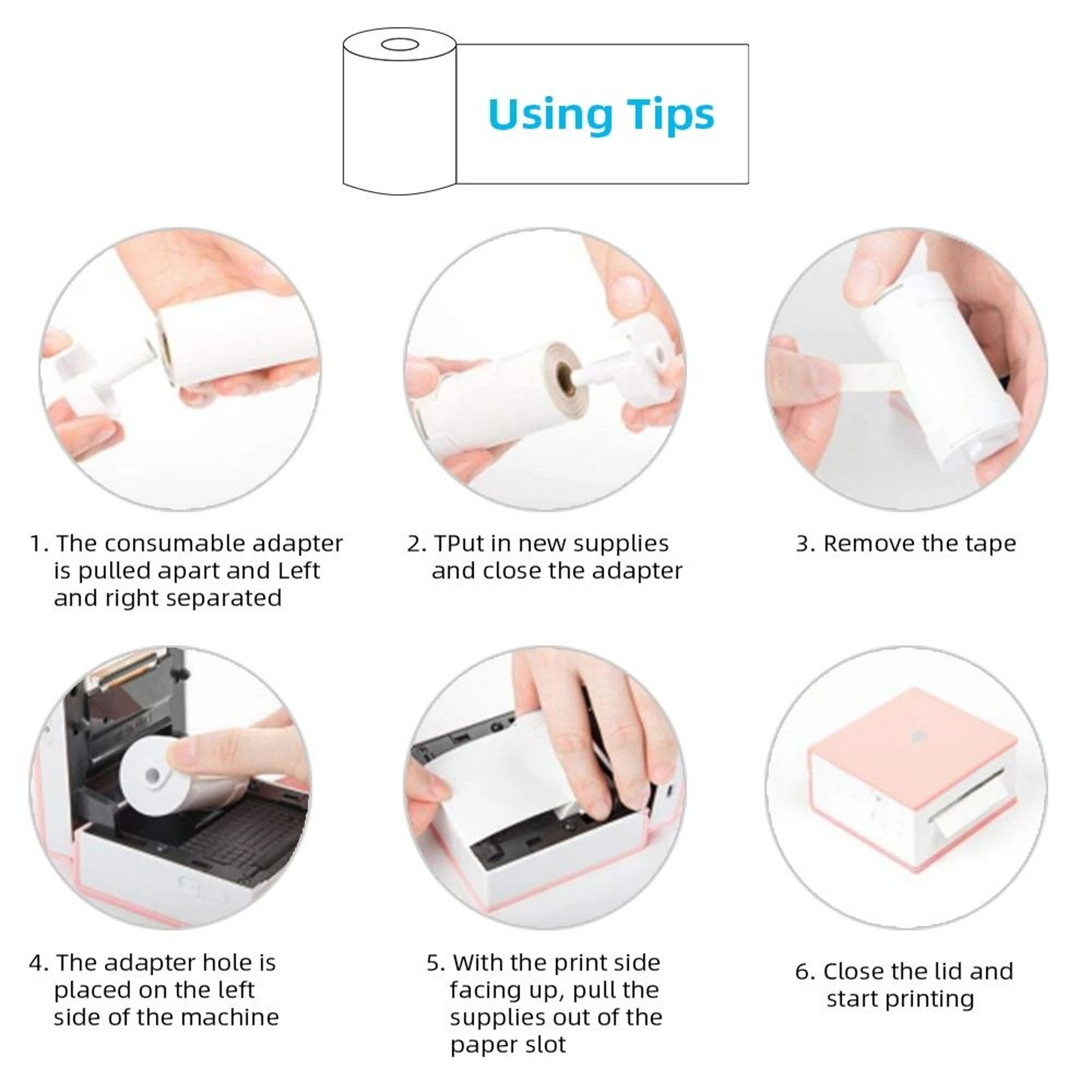 Universal Mini Thermal Photo Paper And Self Adhesive Sticker Paper Rolls 3 Pack 4