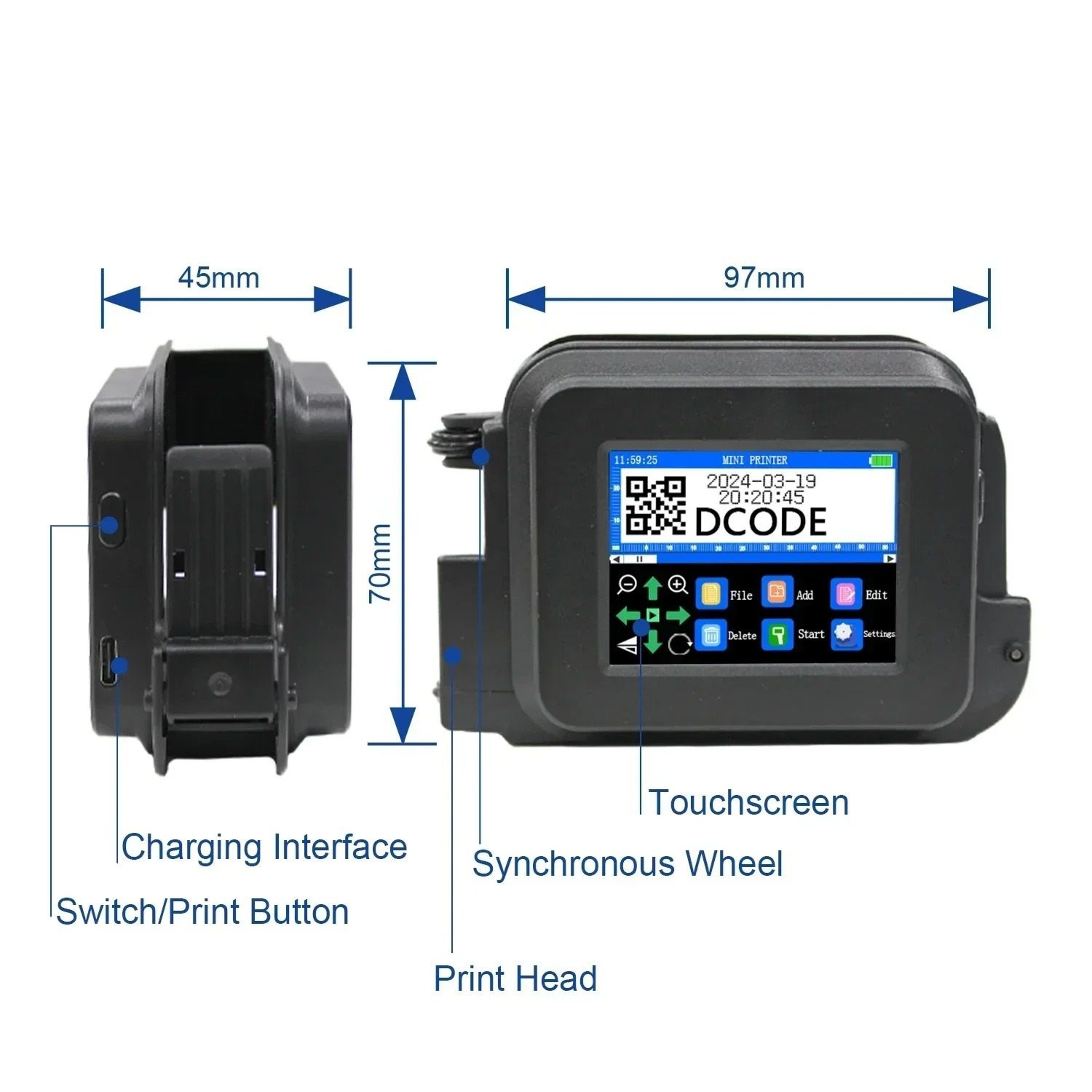 Handheld Thermal Inkjet Printer Mini Portable Batch Coder For Text Barcodes And Logos 4