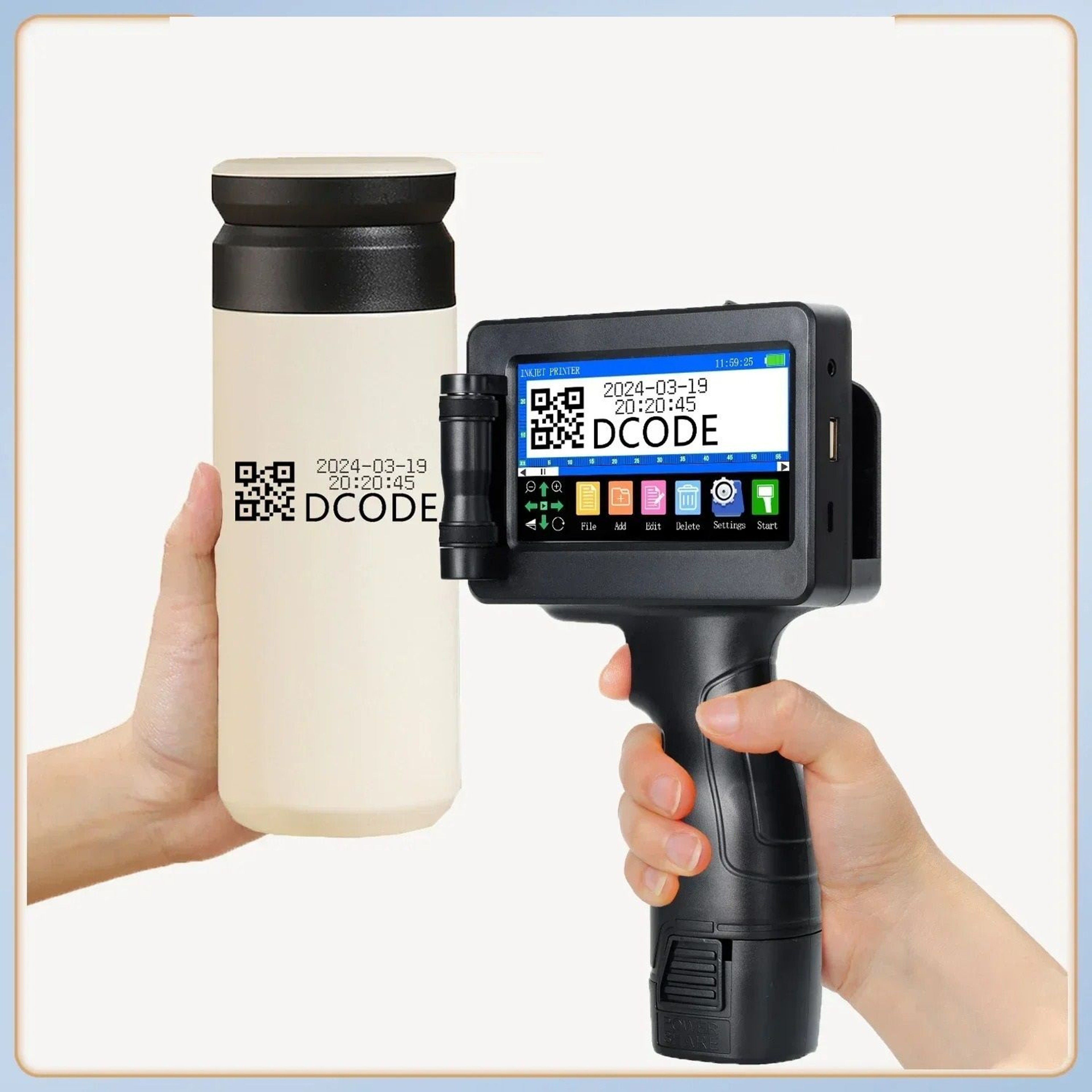 Handheld Thermal Inkjet Printer Portable Batch Coding Machine For Text Barcodes And Logos 0