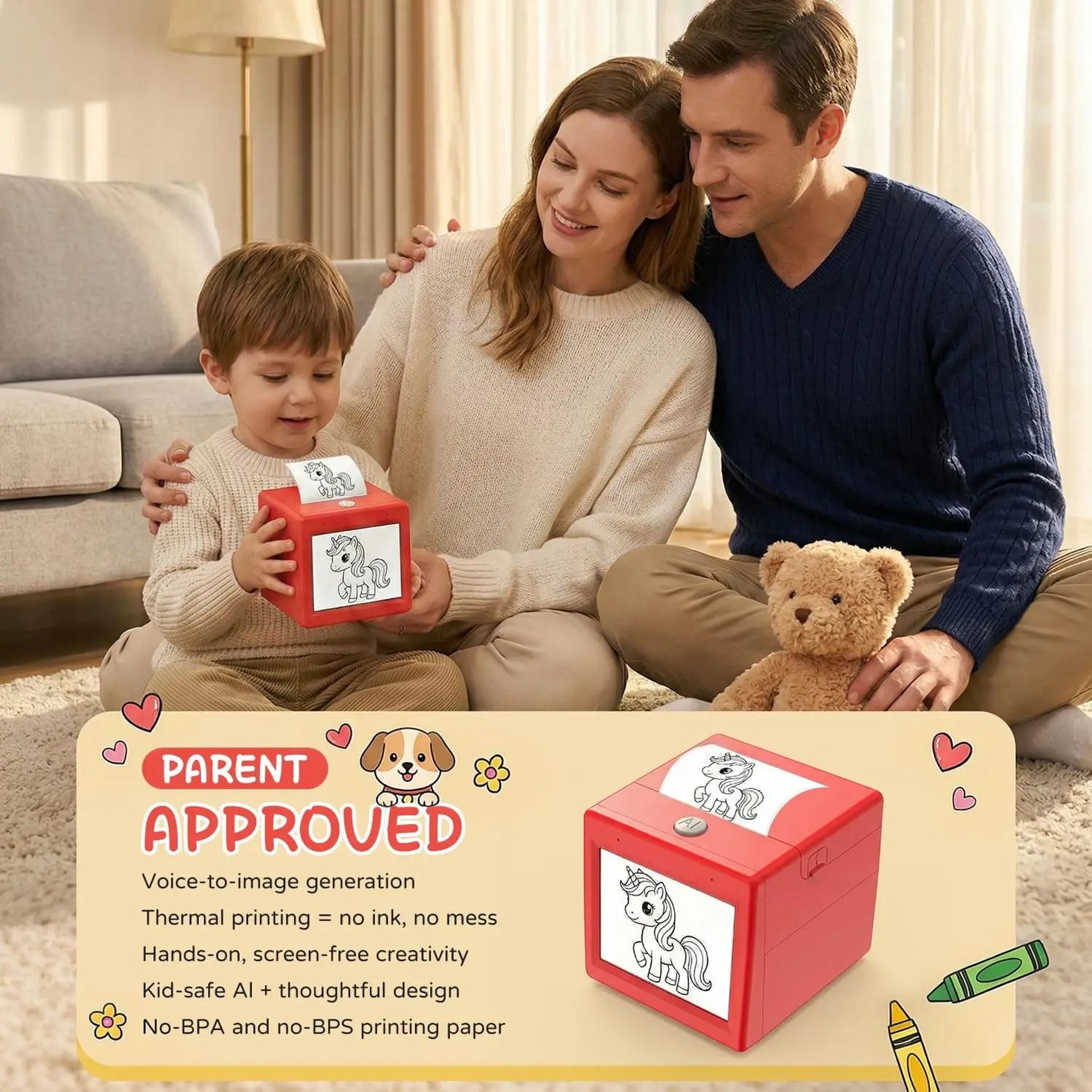 Desktop Wireless WiFi Voice Controlled Thermal Printer Portable Sticker And Drawing Maker With HD S 1