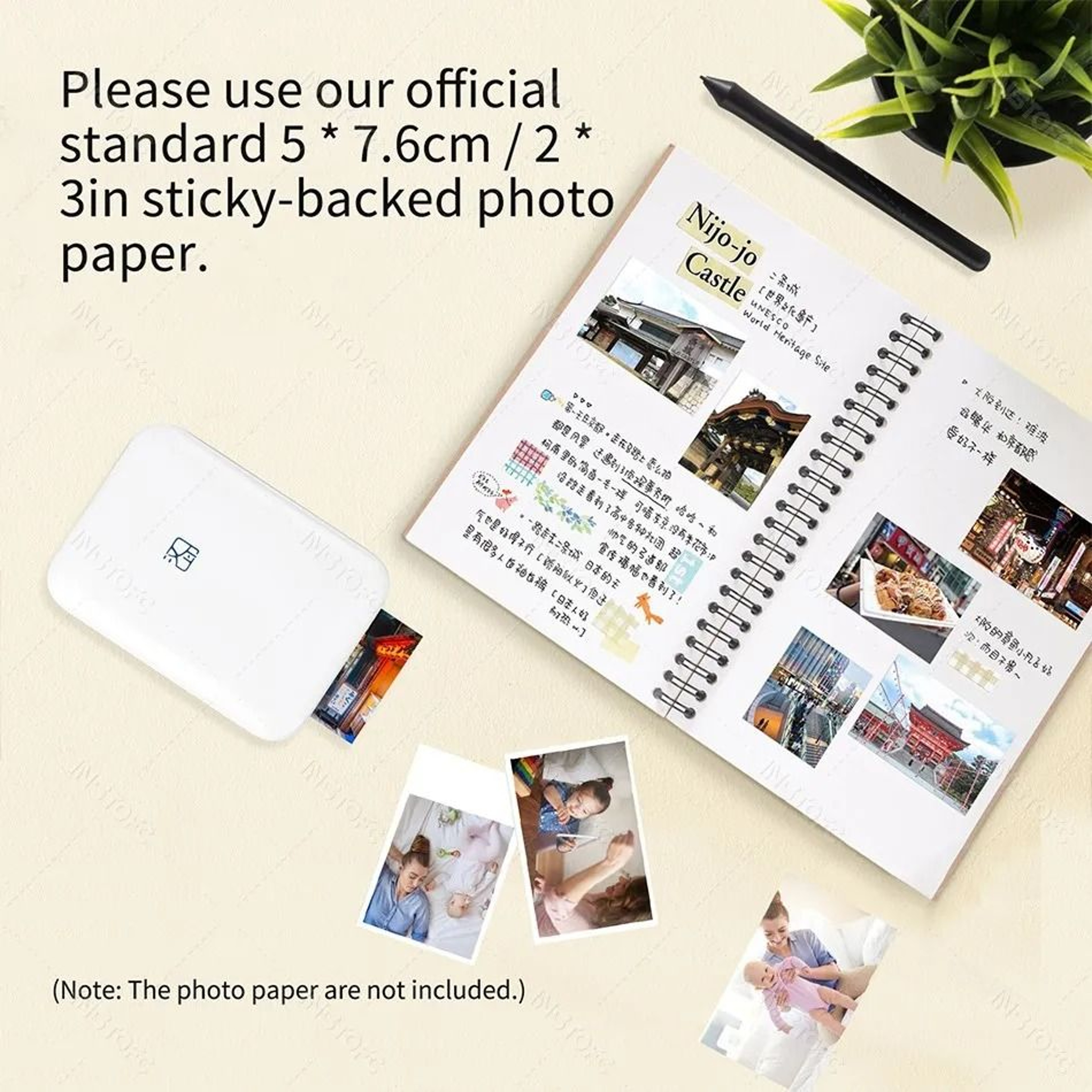 Desktop Wireless Bluetooth Pocket Color Photo Thermal Printer Portable 2x3 In Sticky Backed Photo M
