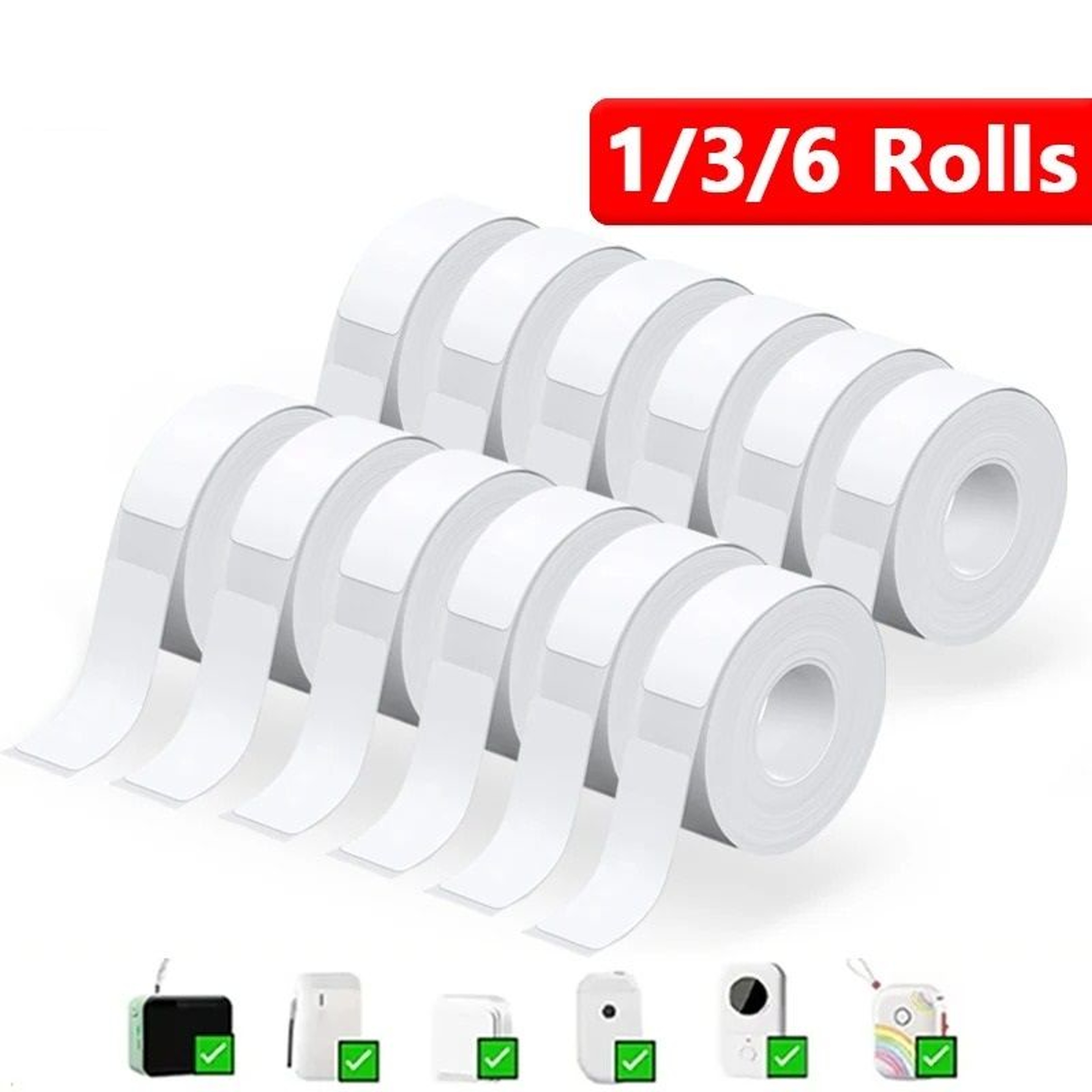 Universal Thermal Label Paper Roll Replacement Pack White And Transparent Sticker Media 0
