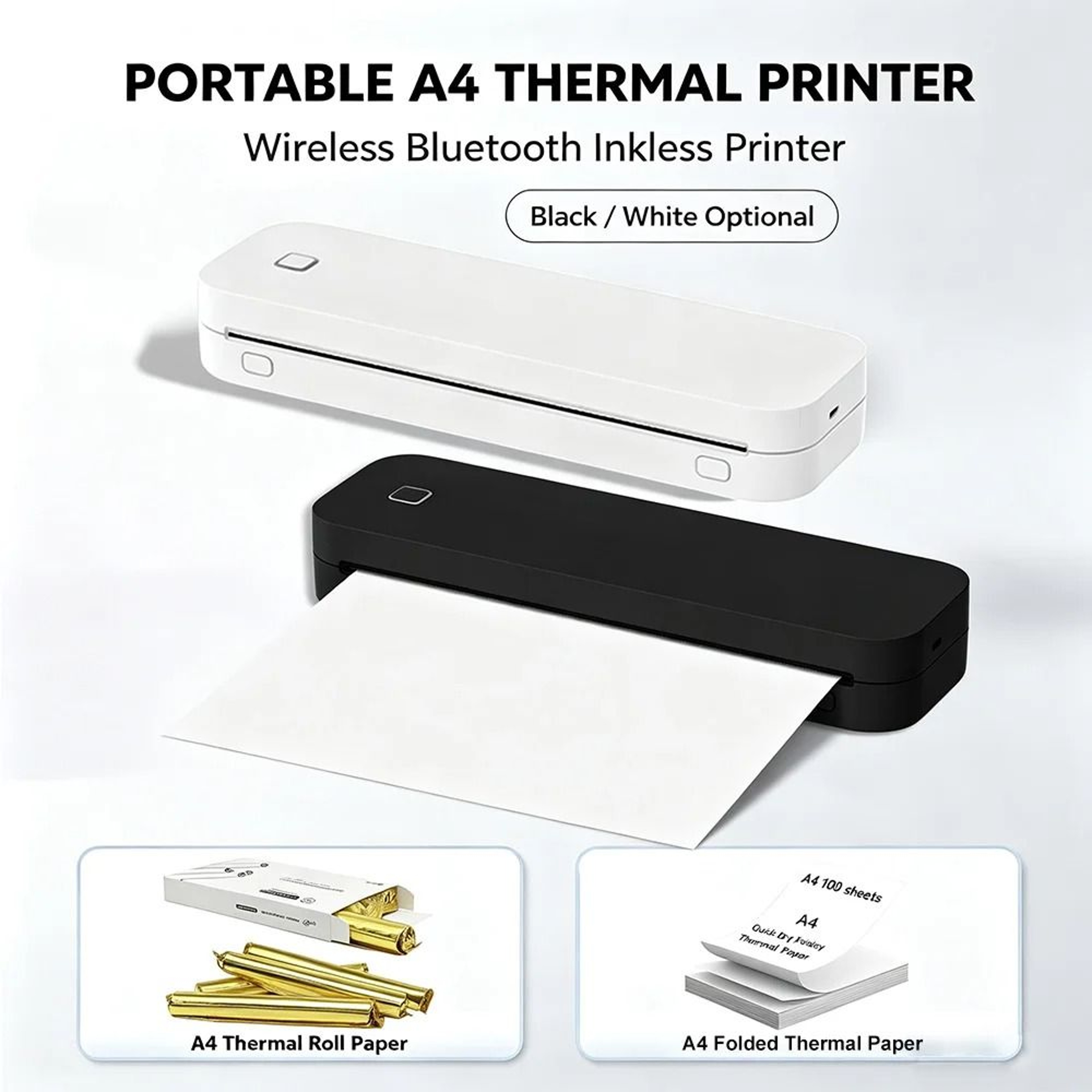 Desktop Wireless A4 Thermal Document Printer Portable Bluetooth Stencil Paper Machine 0