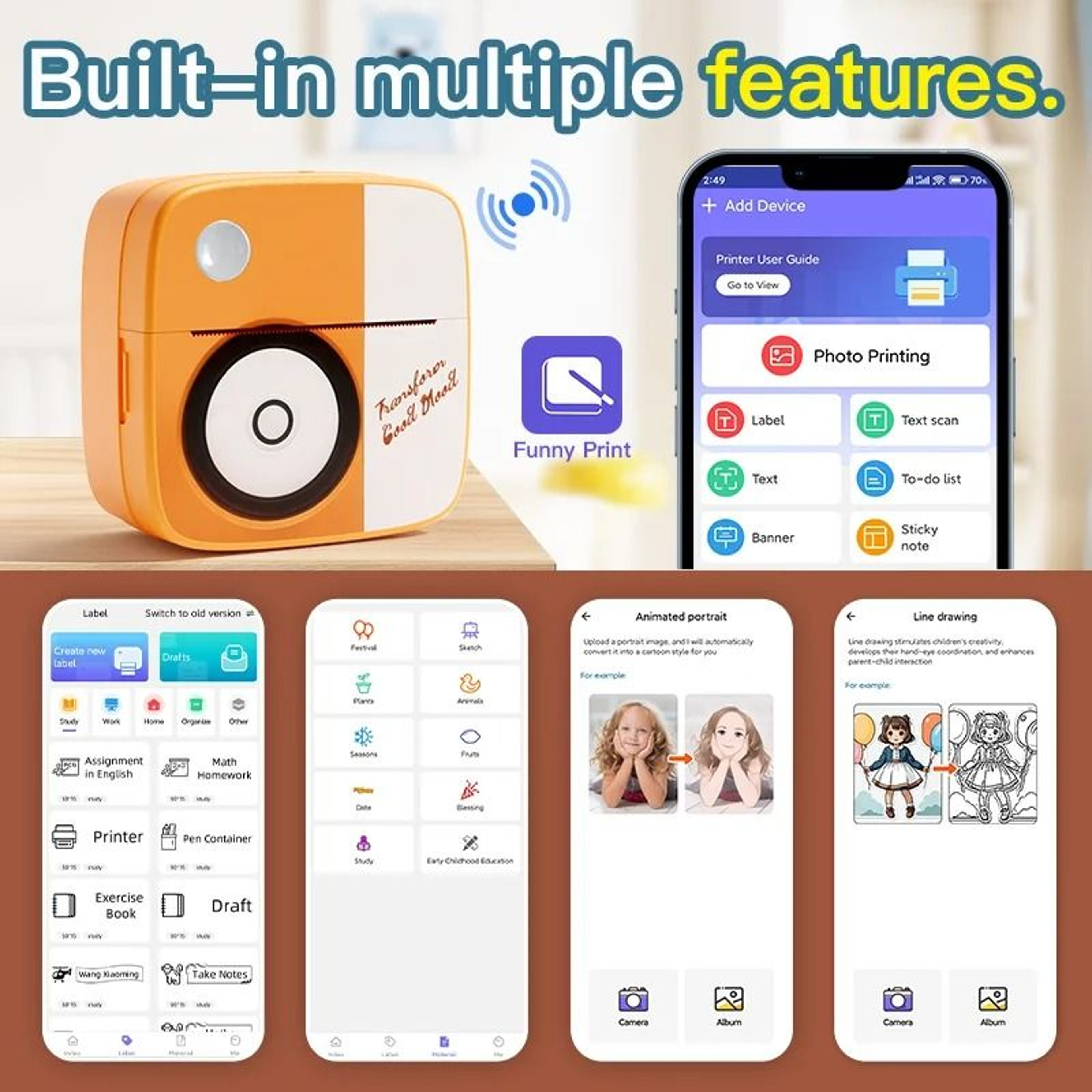 Desktop Mini Wireless Bluetooth Thermal Photo Printer Portable Sticker And Note Maker 2