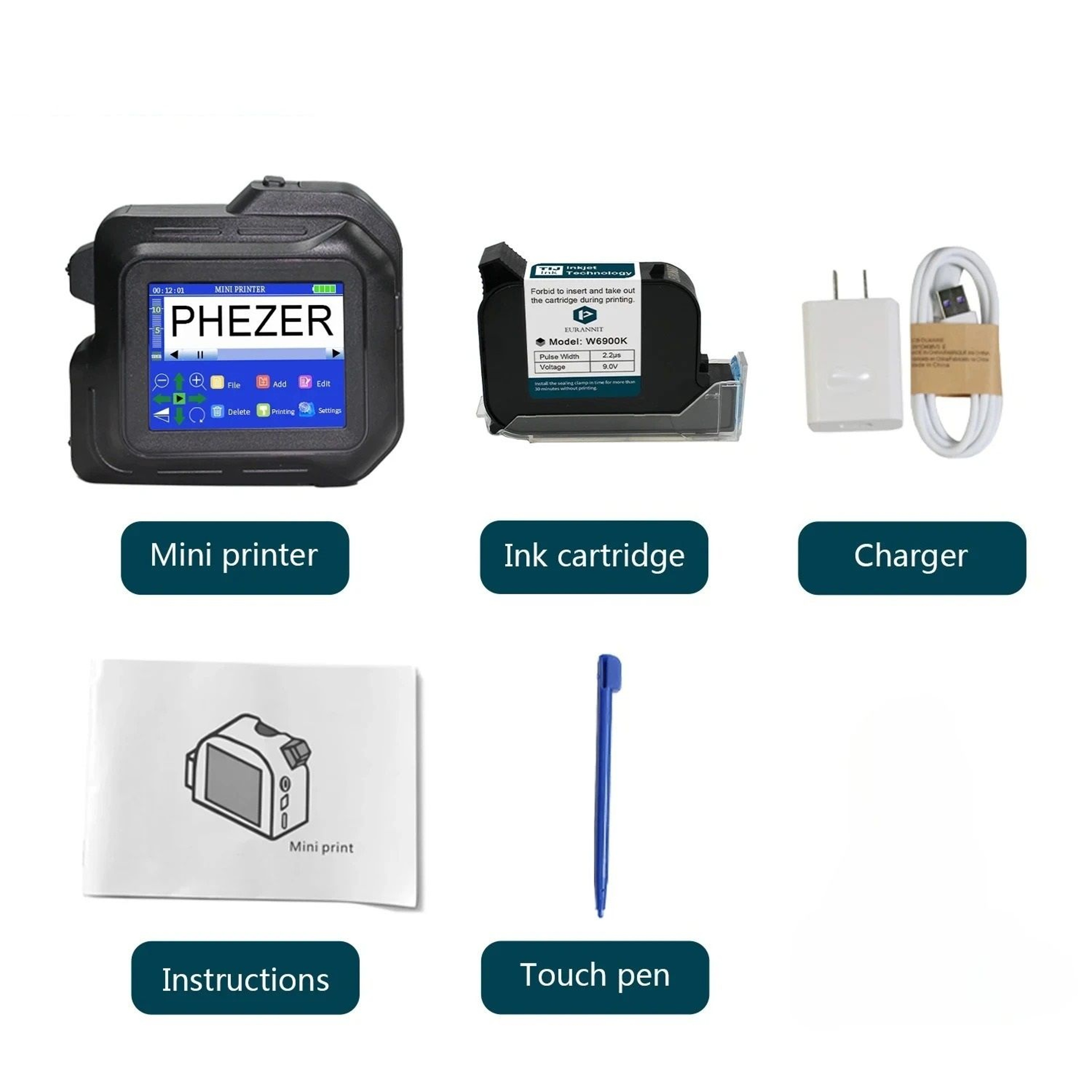 Handheld Thermal Inkjet Printer Mini Portable 127mm Batch Coder With 28 Languages 5
