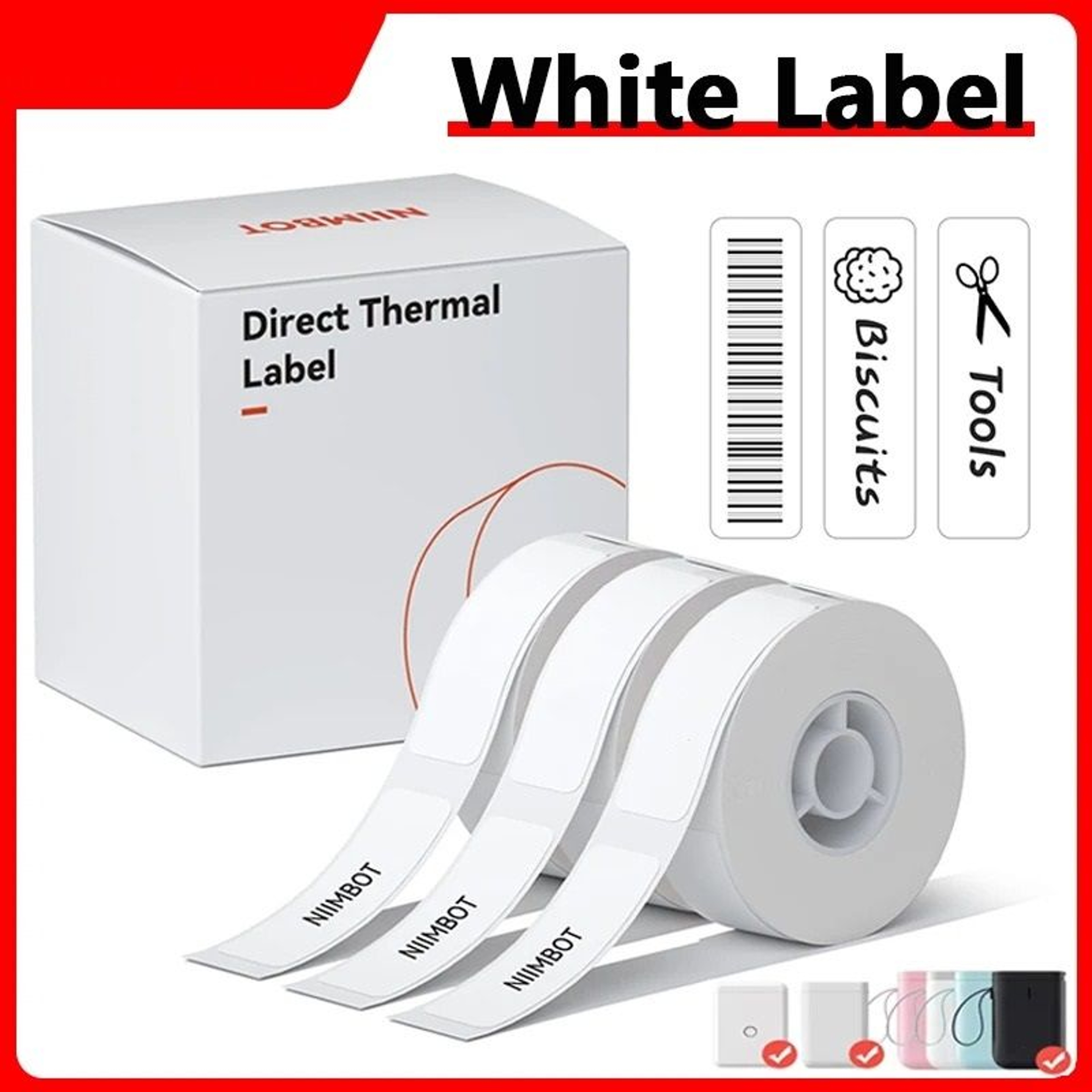 Universal Thermal Label Paper Rolls Waterproof White Adhesive Sticker Stock 0