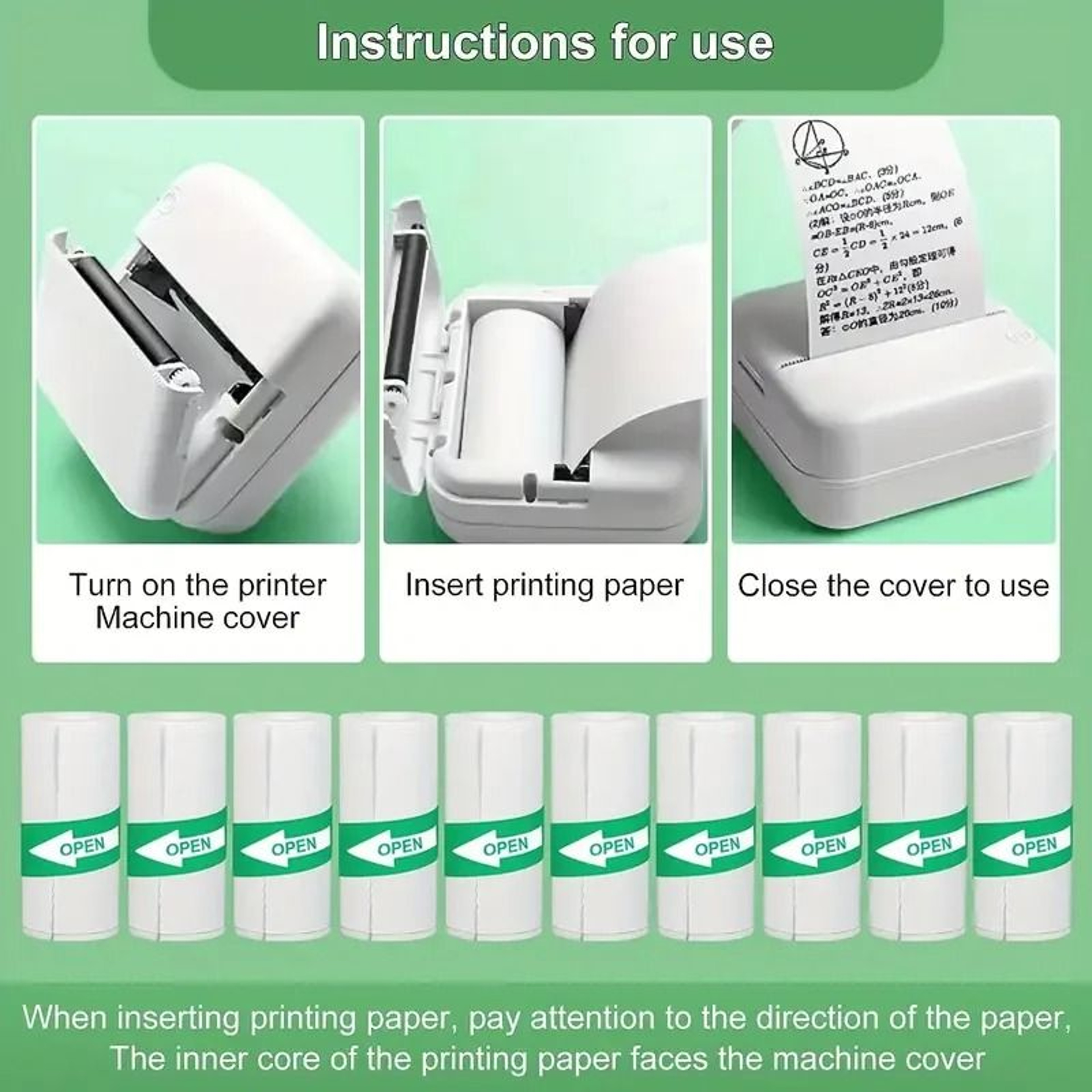 Universal Mini Thermal Paper 10 Rolls White Sticker Photo Media 4