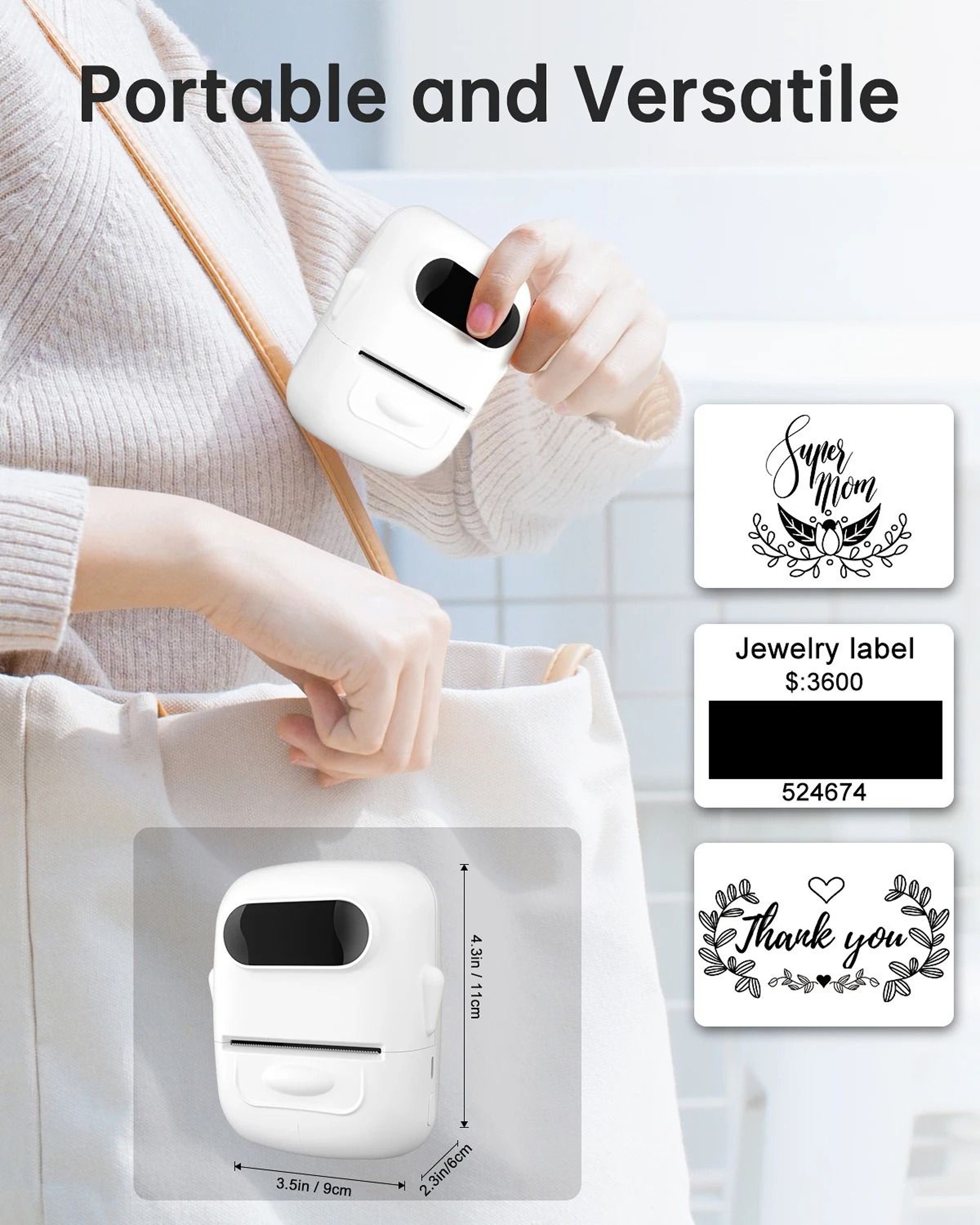 Desktop Mini Wireless Bluetooth Thermal Label Printer Portable Self Adhesive Sticker Maker 5