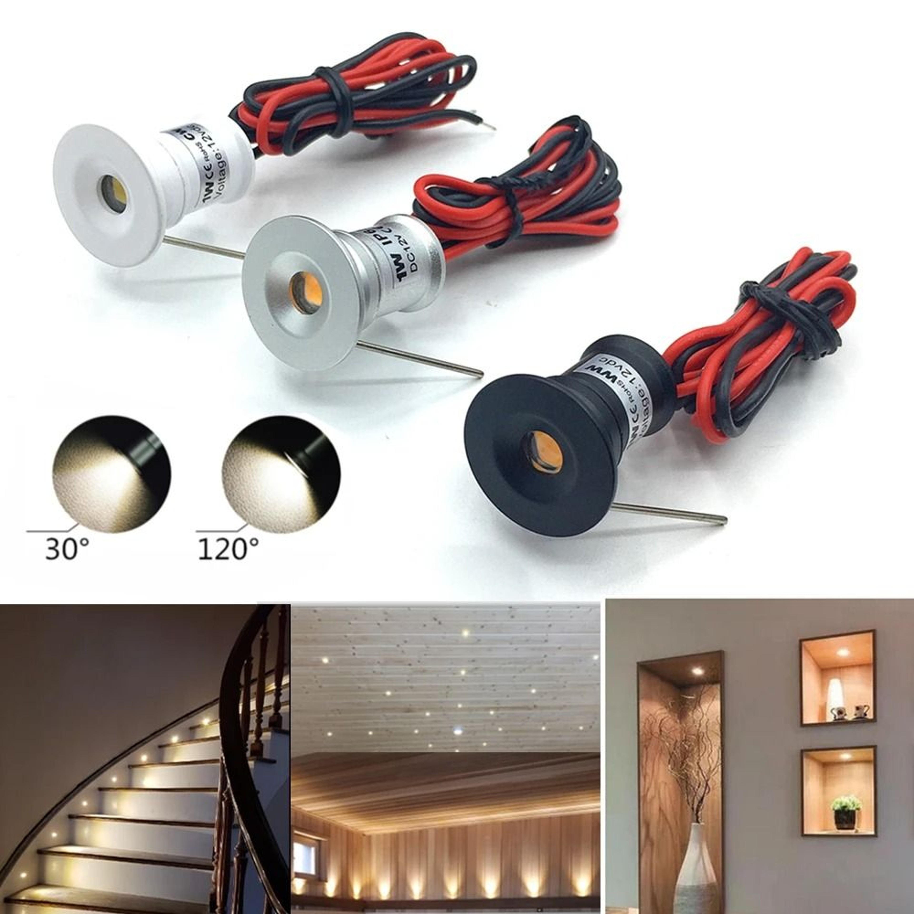 Desktop Mini LED Spotlight 1W Recessed Downlight 12V Dimmable Indoor Accent Lighting 0