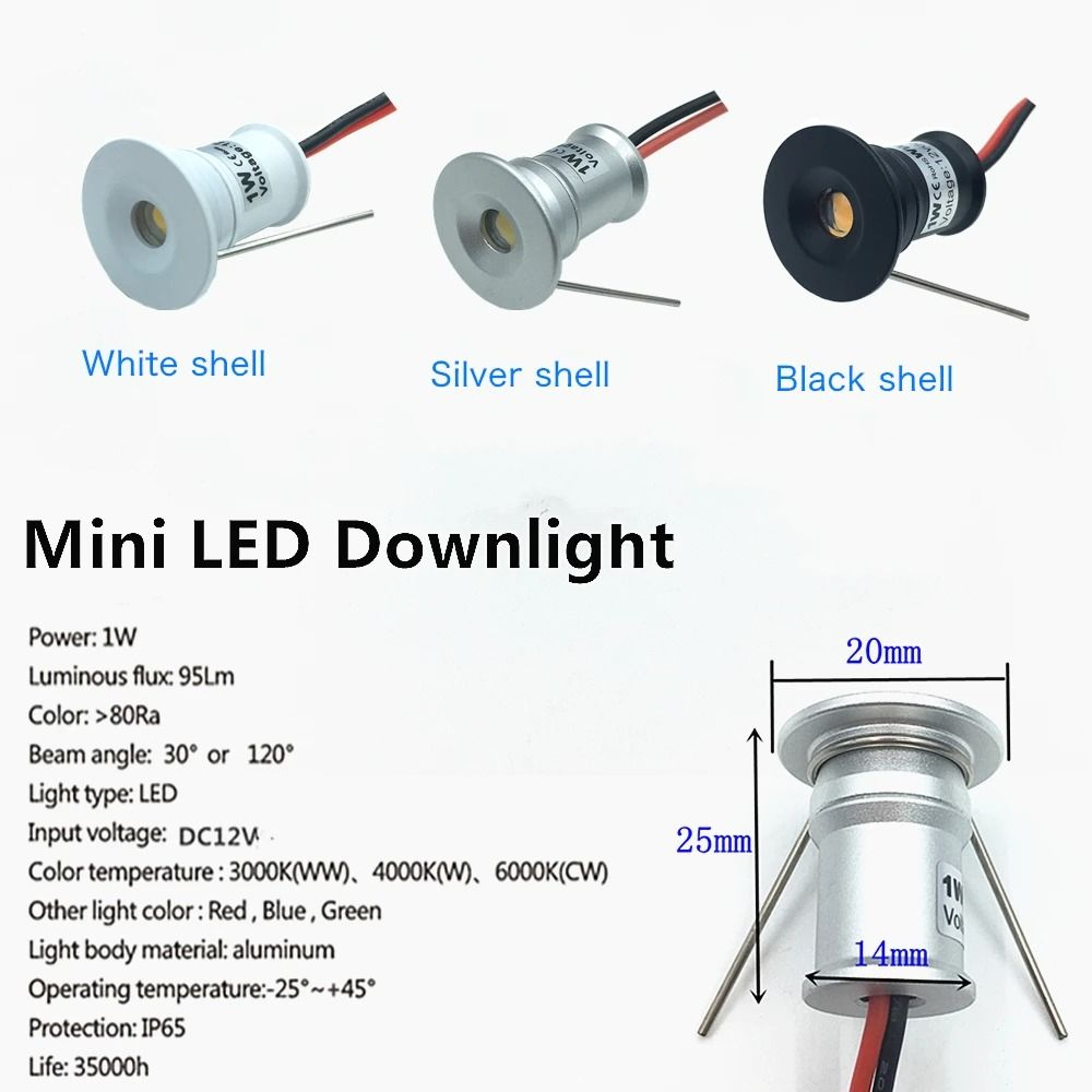10 Piece Small Recessed LED 1W Spotlight Set 12V Walkway Cabinet Decor Lighting 2
