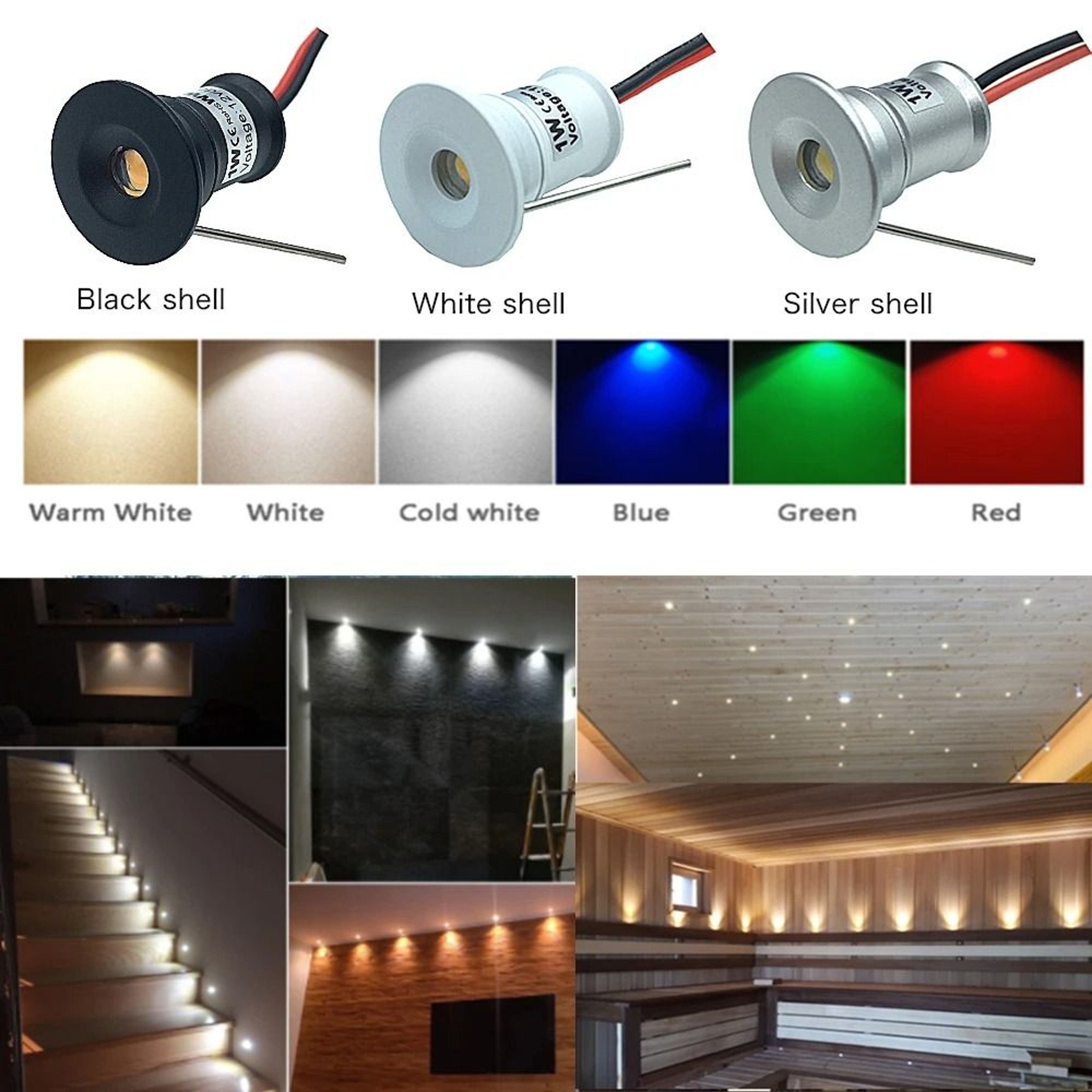 Mini Downlight LED 12V 1W Recessed Small Spotlight Set With Transformer AC110 To 220V 5