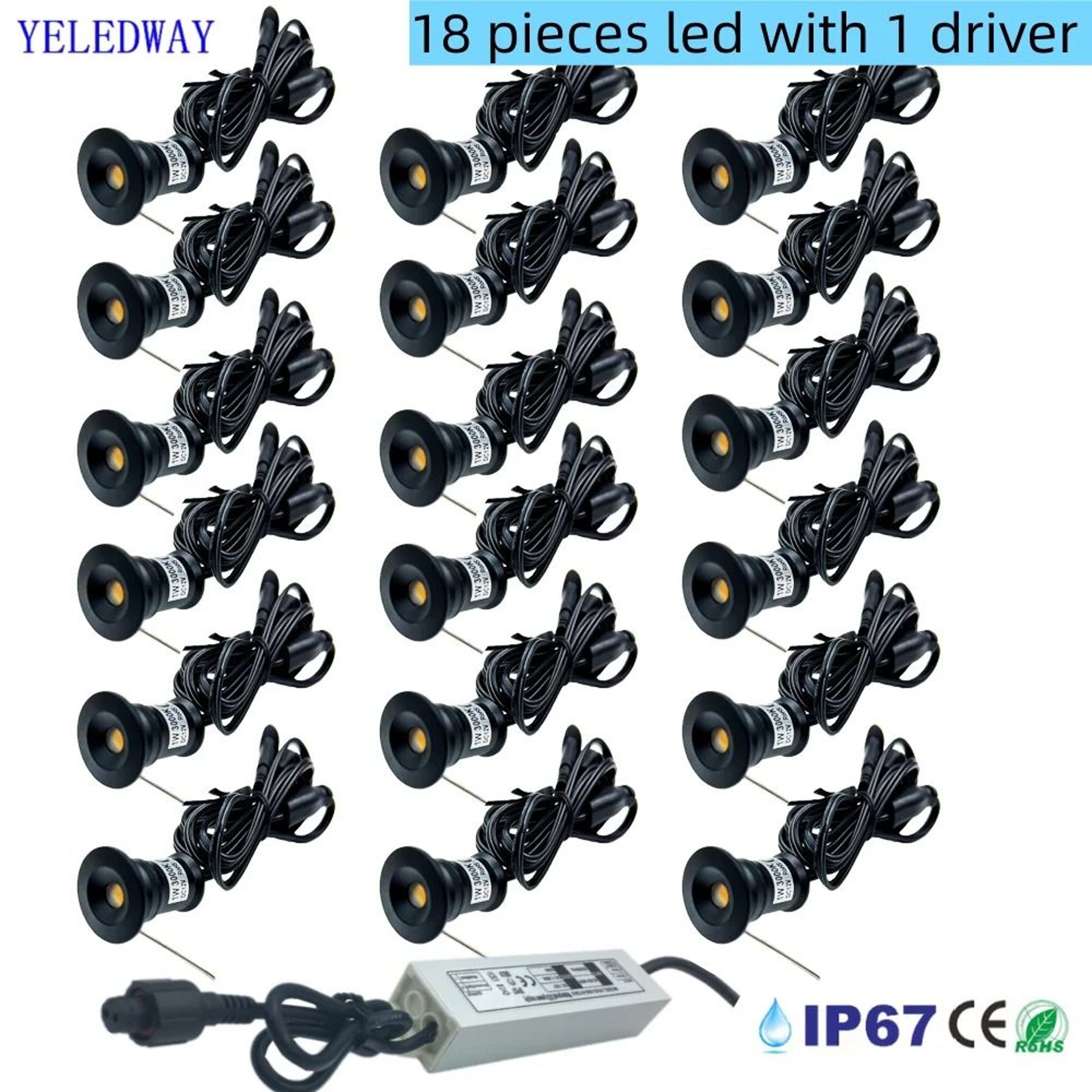 IP67 Small Outdoor 1W 12V Waterproof LED Deck Light Ground Staircase Decor Lighting Set 7