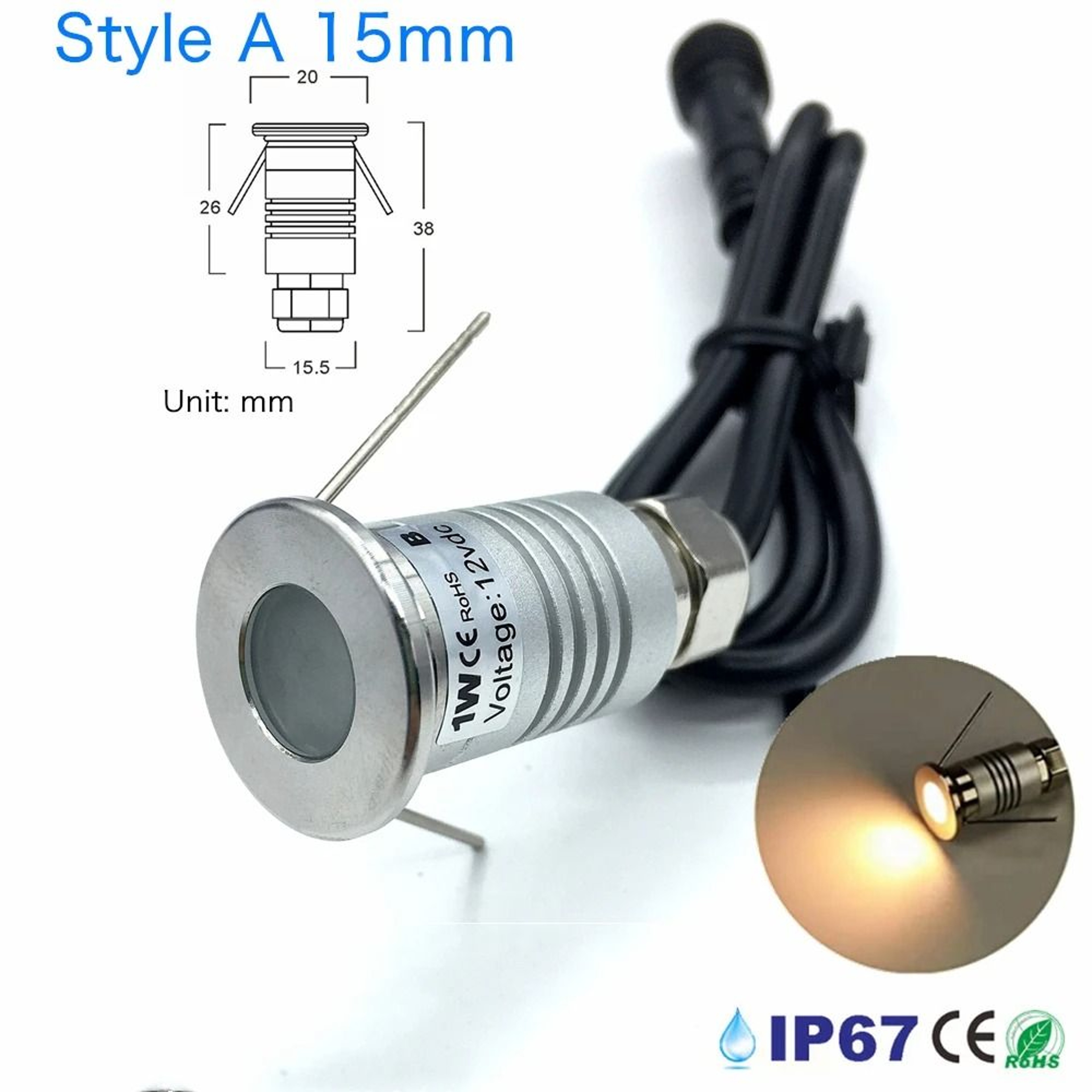 Outdoor 1W 3W Recessed LED Underground Light IP67 Waterproof 12V Landscape Pathway Lamp 6