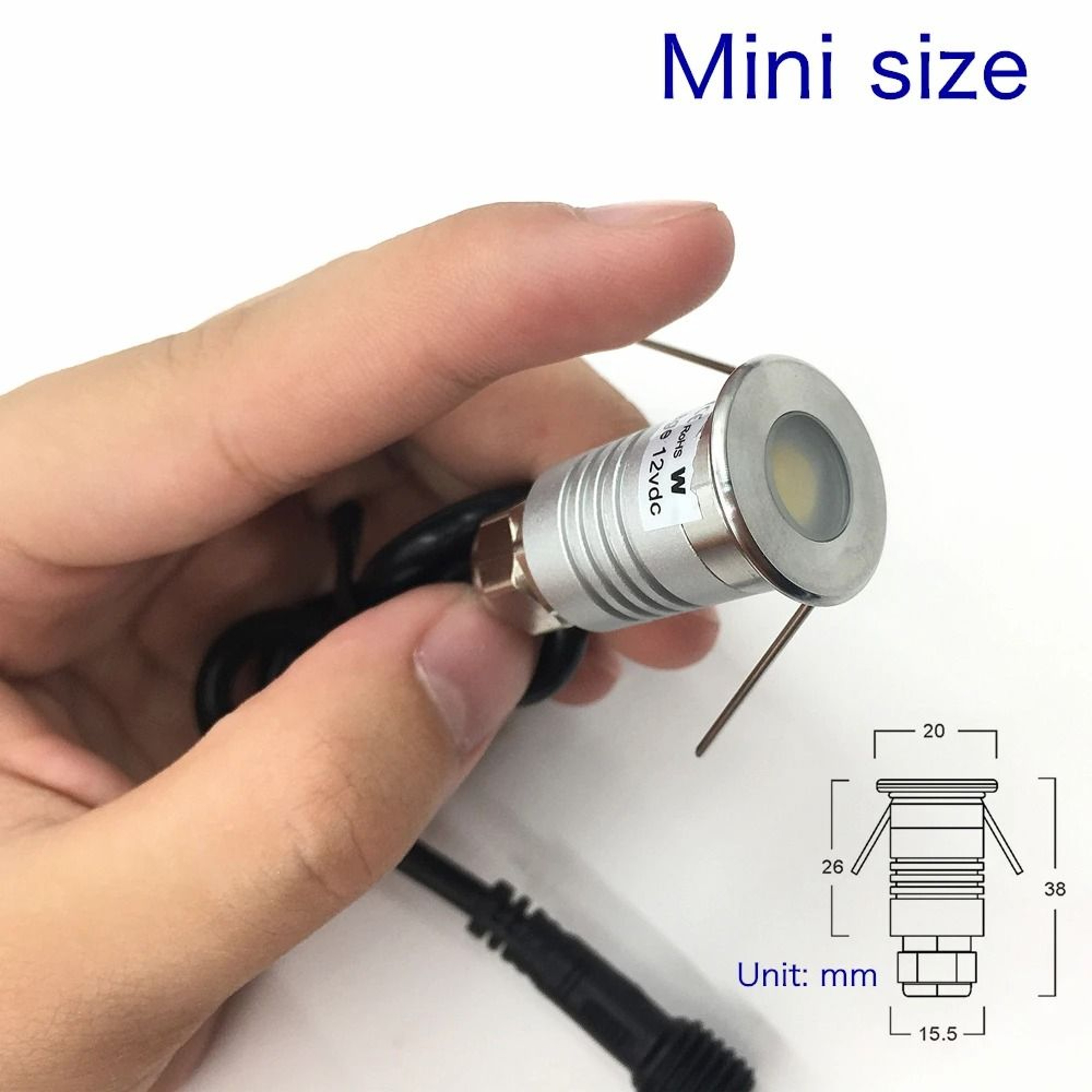 Waterproof IP67 1W Mini LED Deck Floor Light 12V Garden Underground Spot Lamp 3