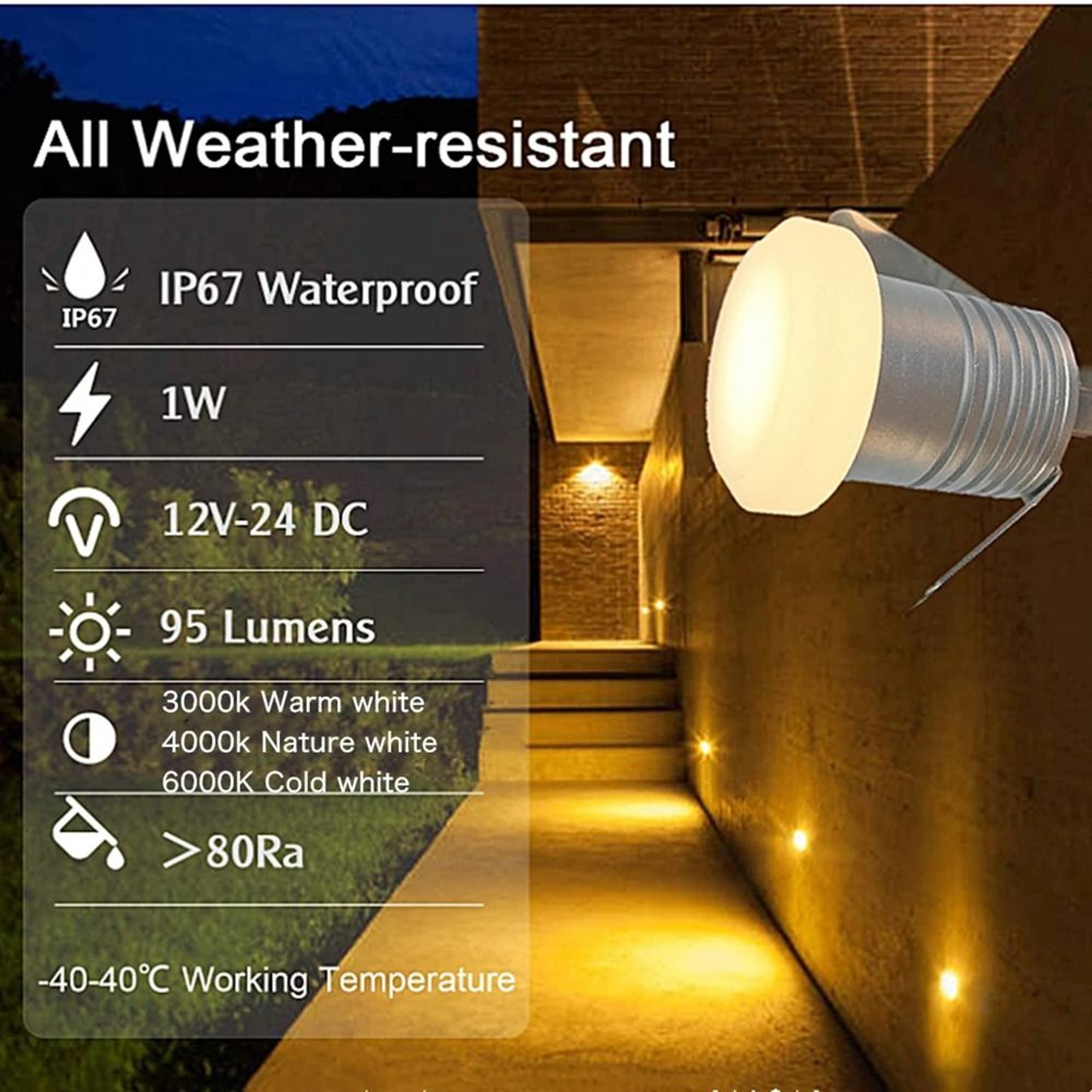 IP67 1W LED Underground Light Ground Garden Path Stair Floor Lamp Outdoor In Ground Landscape Spot  2