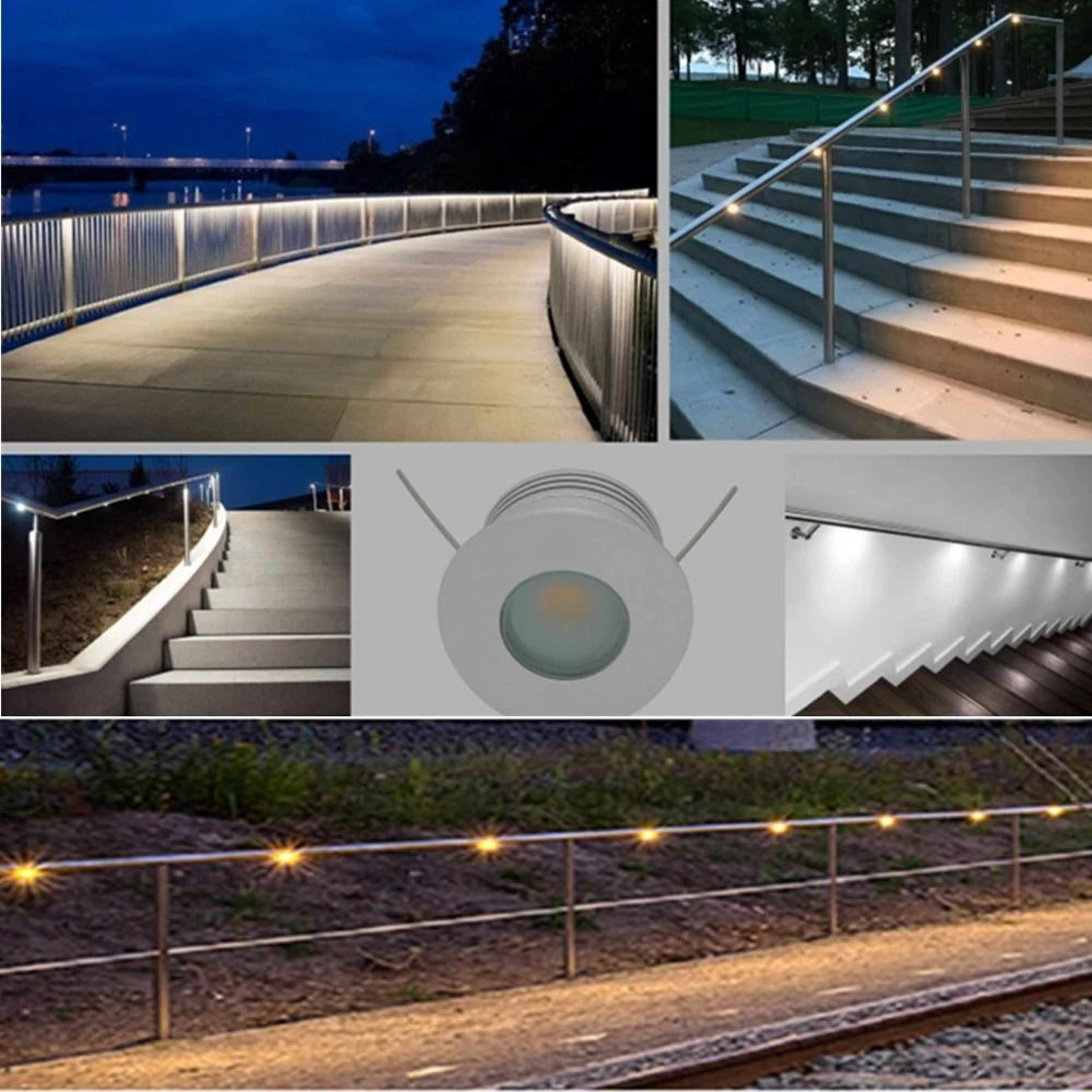 1W Outdoor LED Handrail Railing Light IP65 Waterproof Stair Lamp 12V Recessed Terrace Spot 0