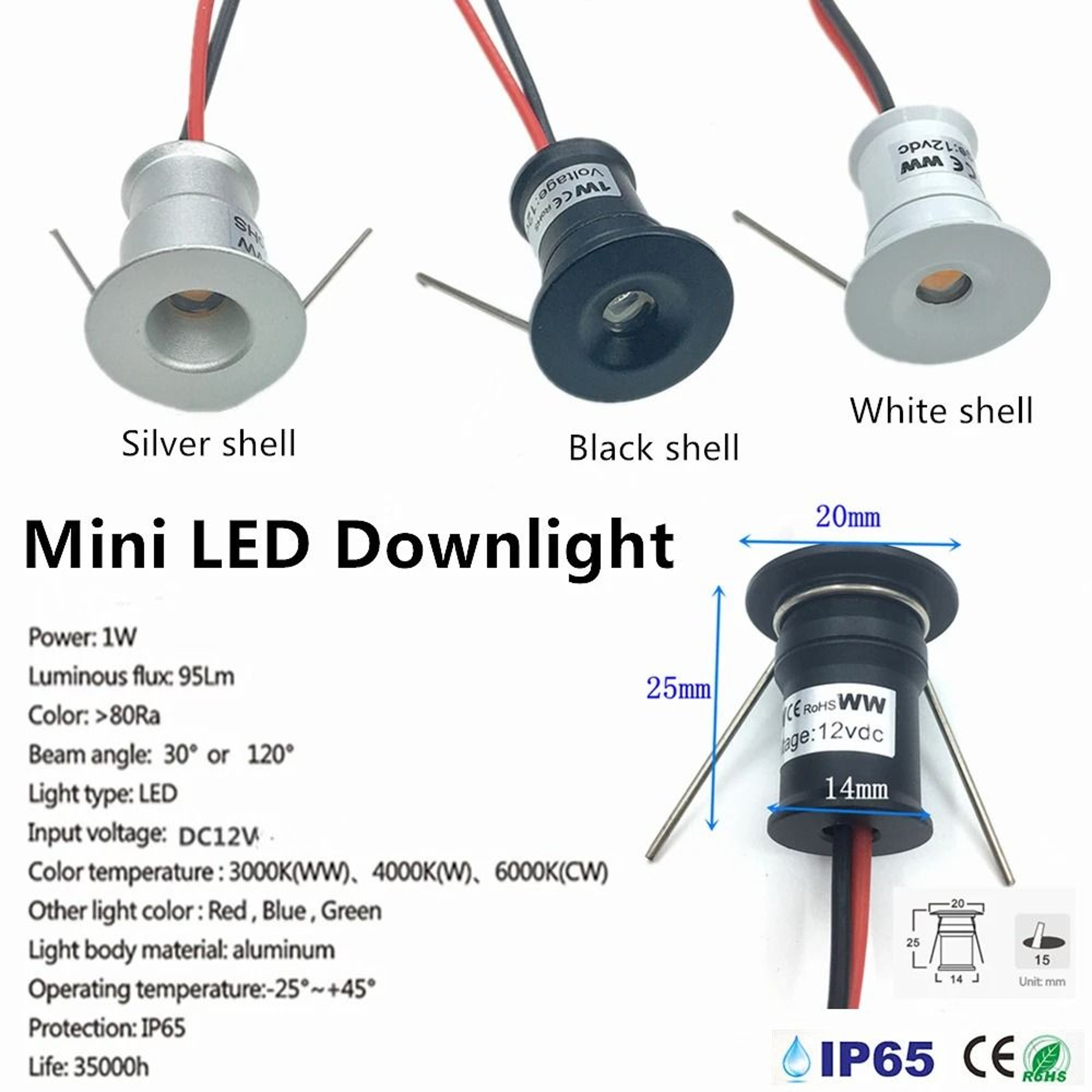 Mini Recessed Spot LED Light Dimmable Downlight Set With Remote Control 1W 12V Cabinet Ceiling Lamp