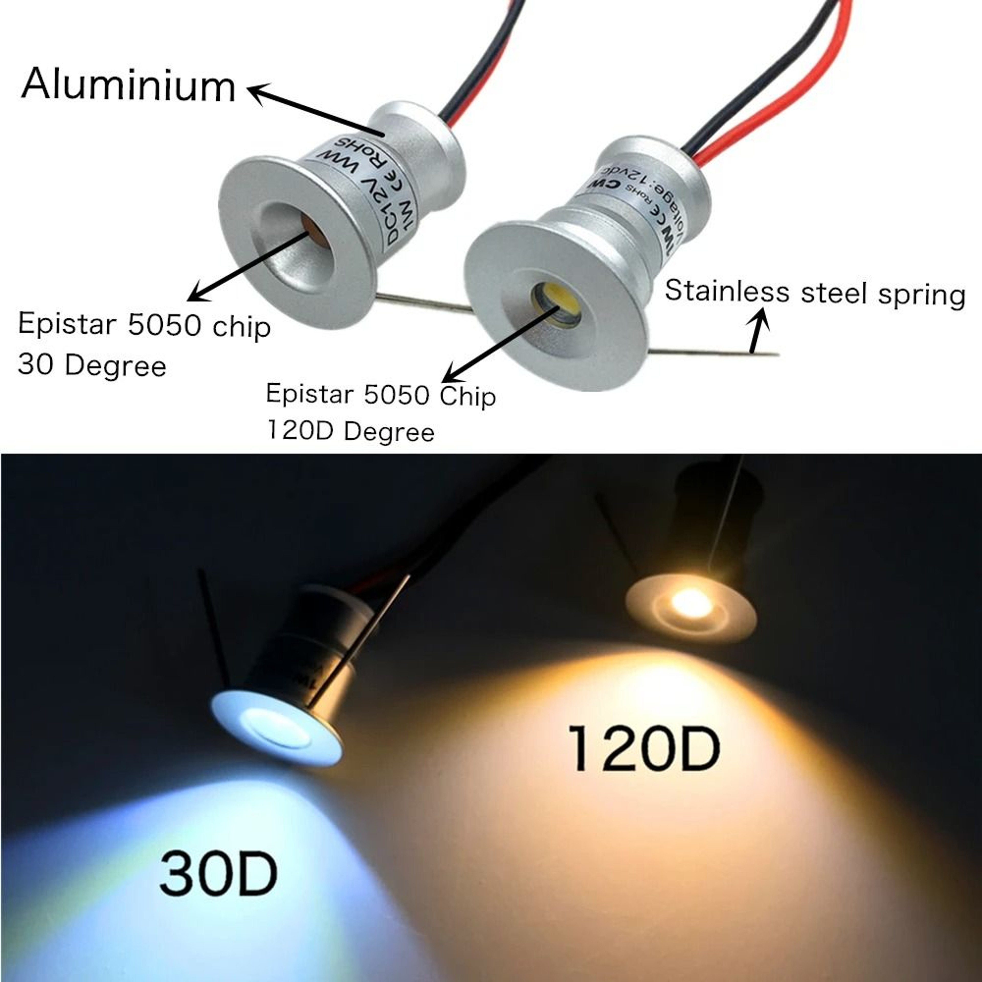 IP65 Recessed Downlight DC12V 1W DIY Dimmable Spotlight 059 In Indoor Outdoor Cabinet Ceiling Spot 2