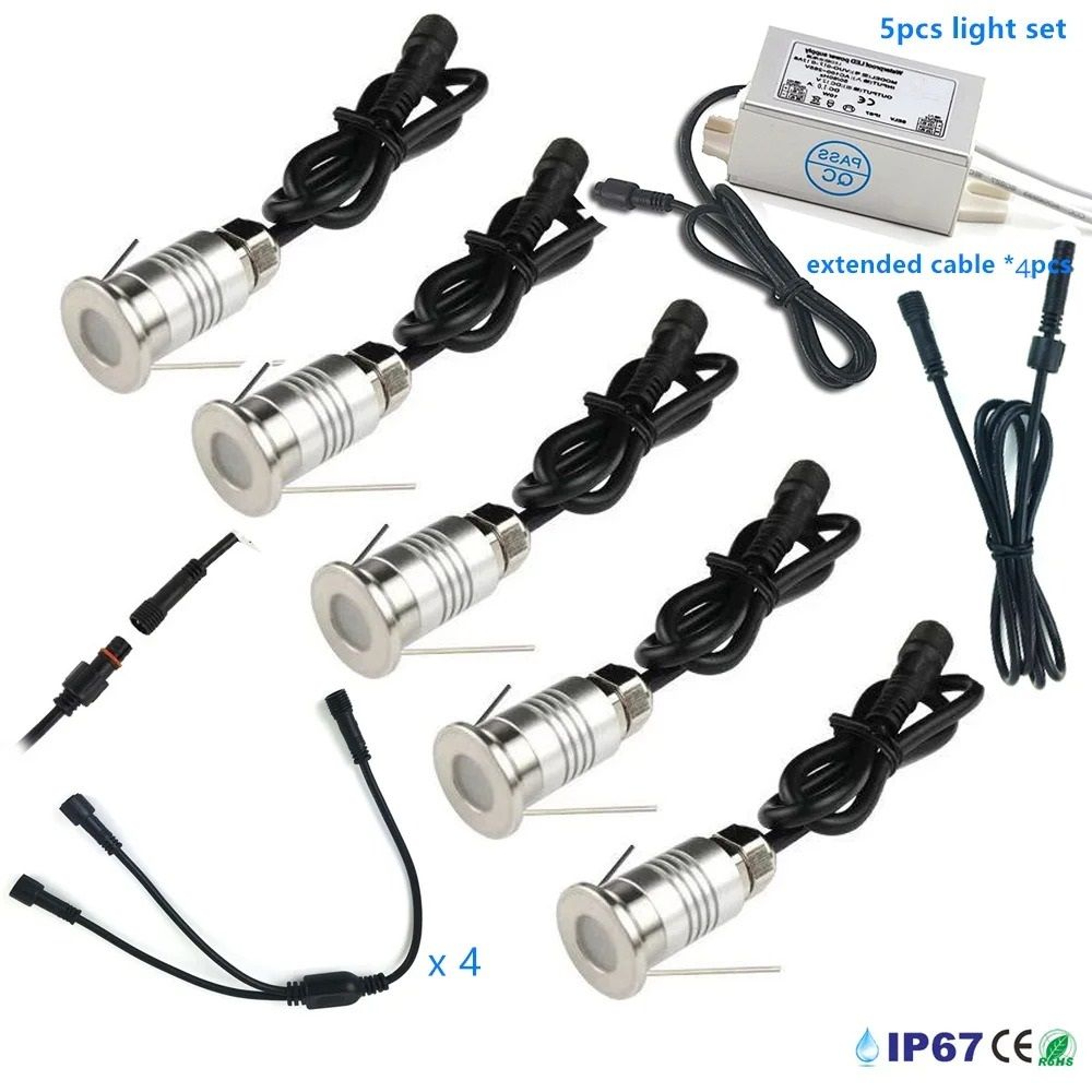 Outdoor Mini LED Underground Light With Transformer 1W Garden Deck Lamp IP67 Waterproof 12V Spotlig 5