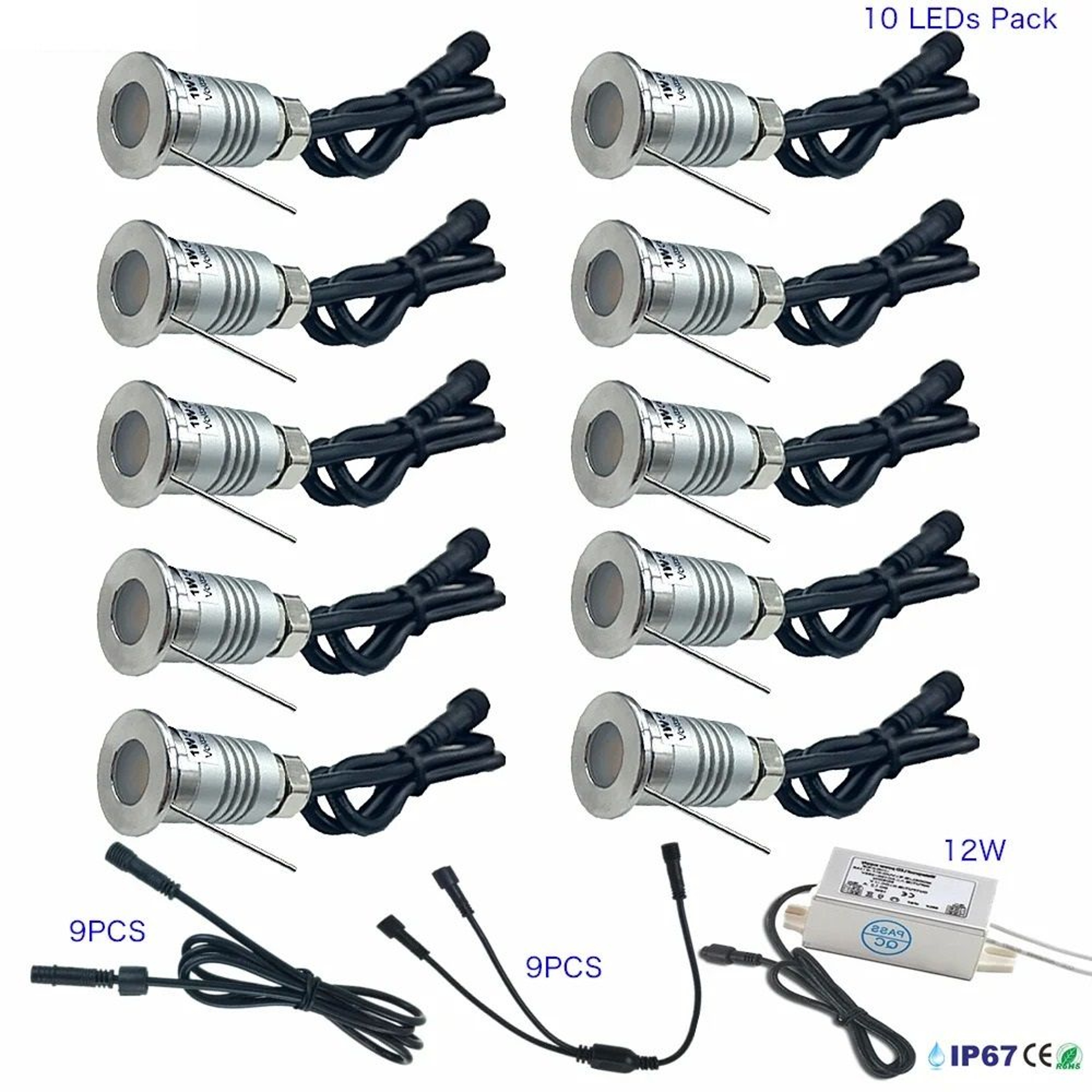 Outdoor Mini LED Underground Light With Transformer 1W Garden Deck Lamp IP67 Waterproof 12V Spotlig 7