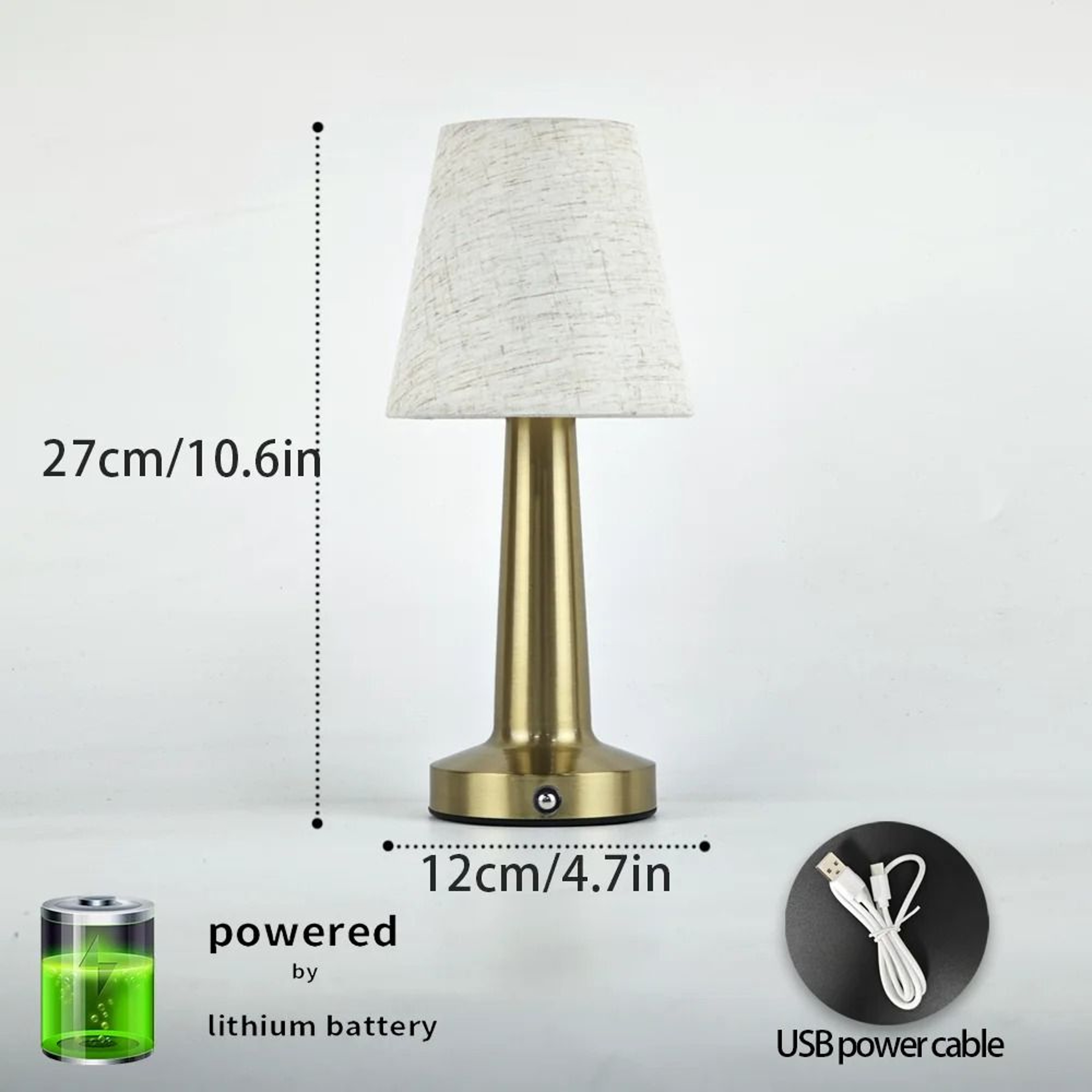 LED Table Lamp with Cloth Shade Touch Sensor Bedside Lamp Rechargeable Reading Light Bedroom Bar Decor – view 9