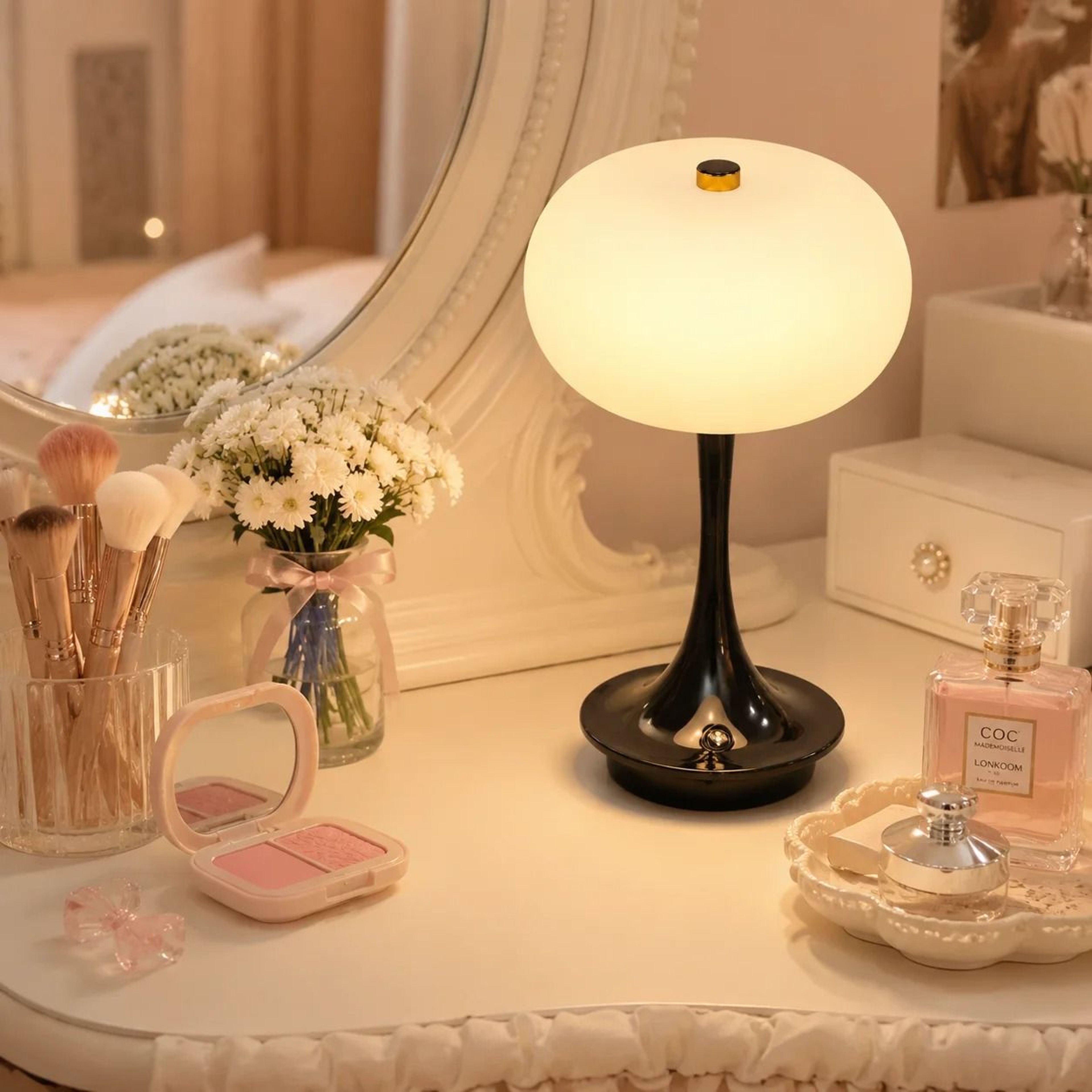 Modern Mushroom Table Lamp Wireless Rechargeable LED Touch Control 3 Color Lights Gift Choice 3